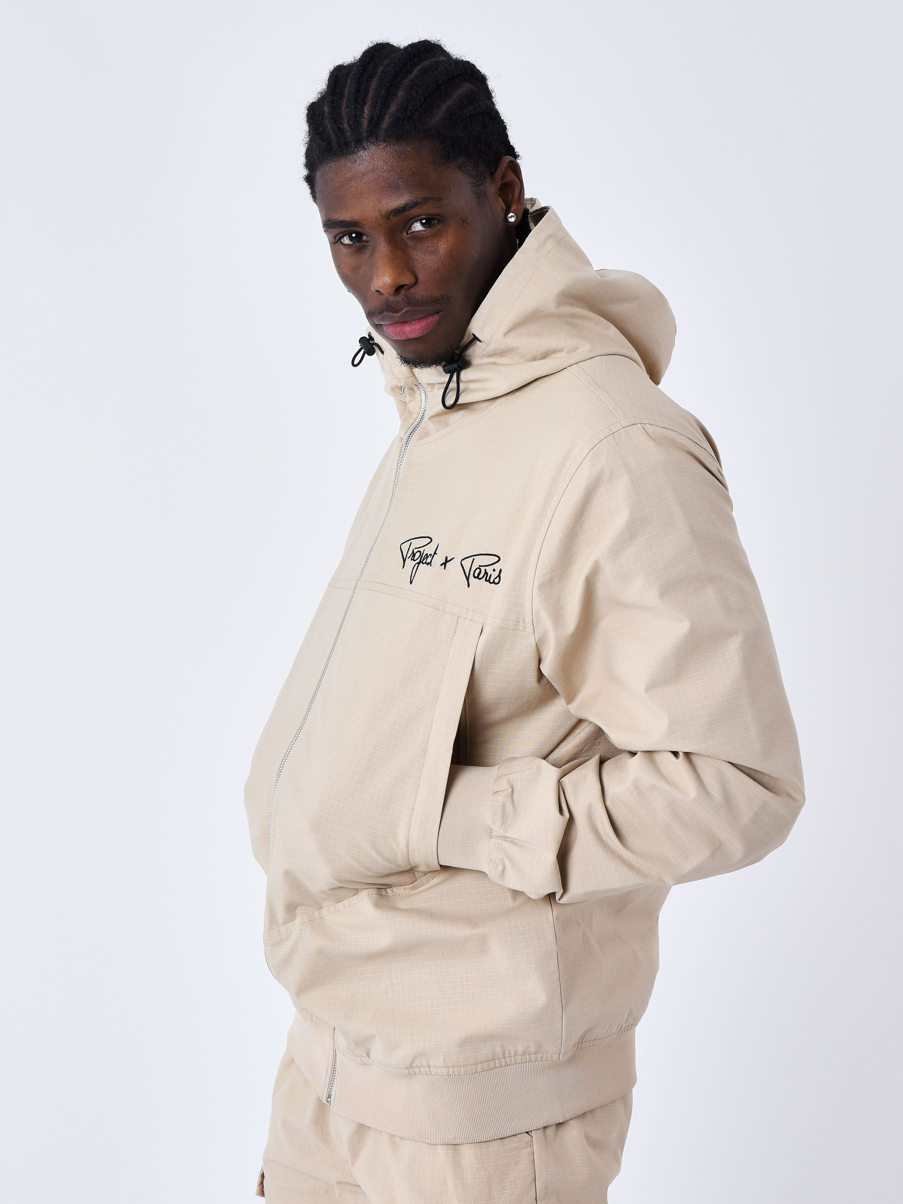 Basic hooded jogging jacket-4