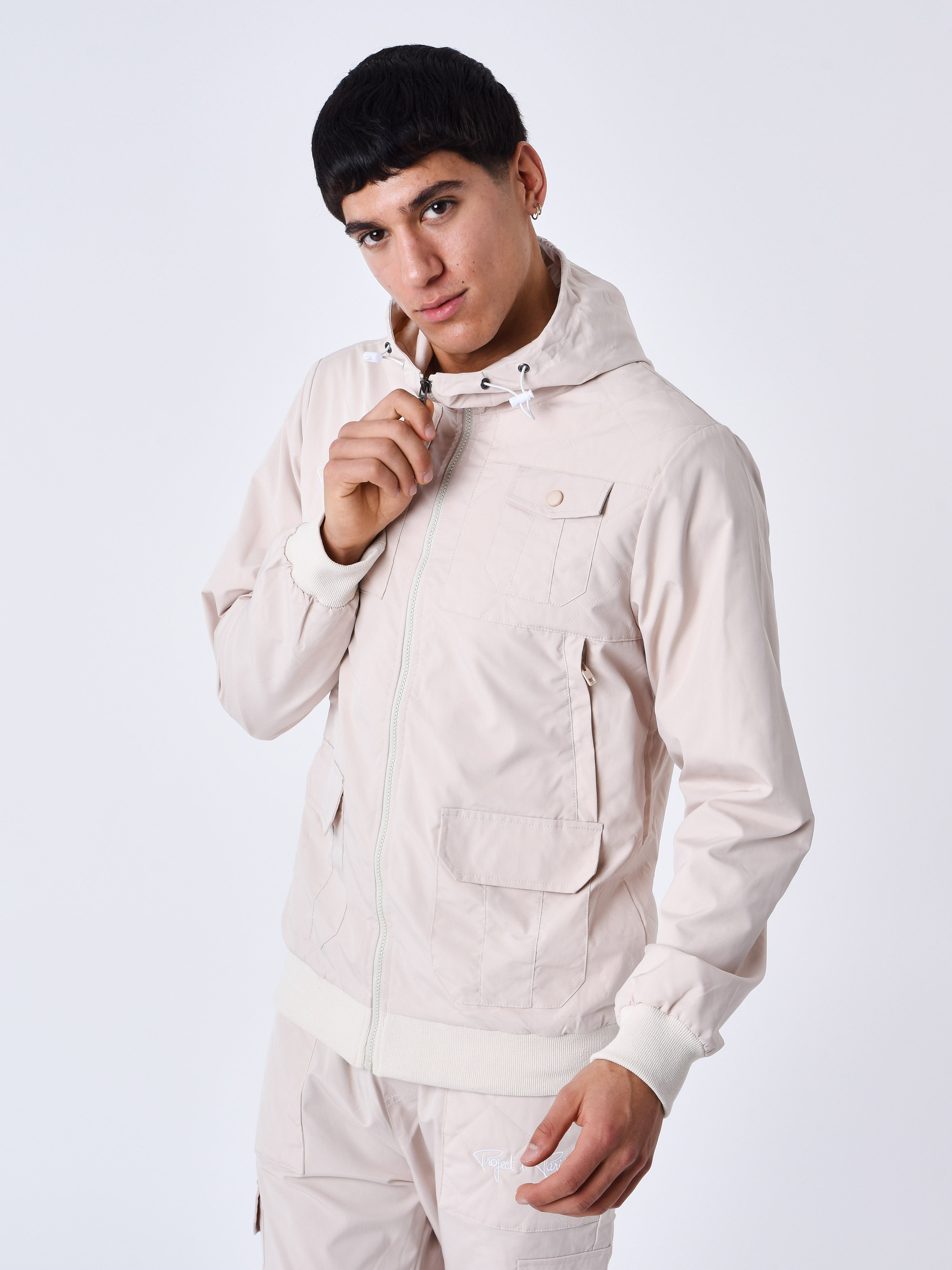 Hooded jacket with panel-4