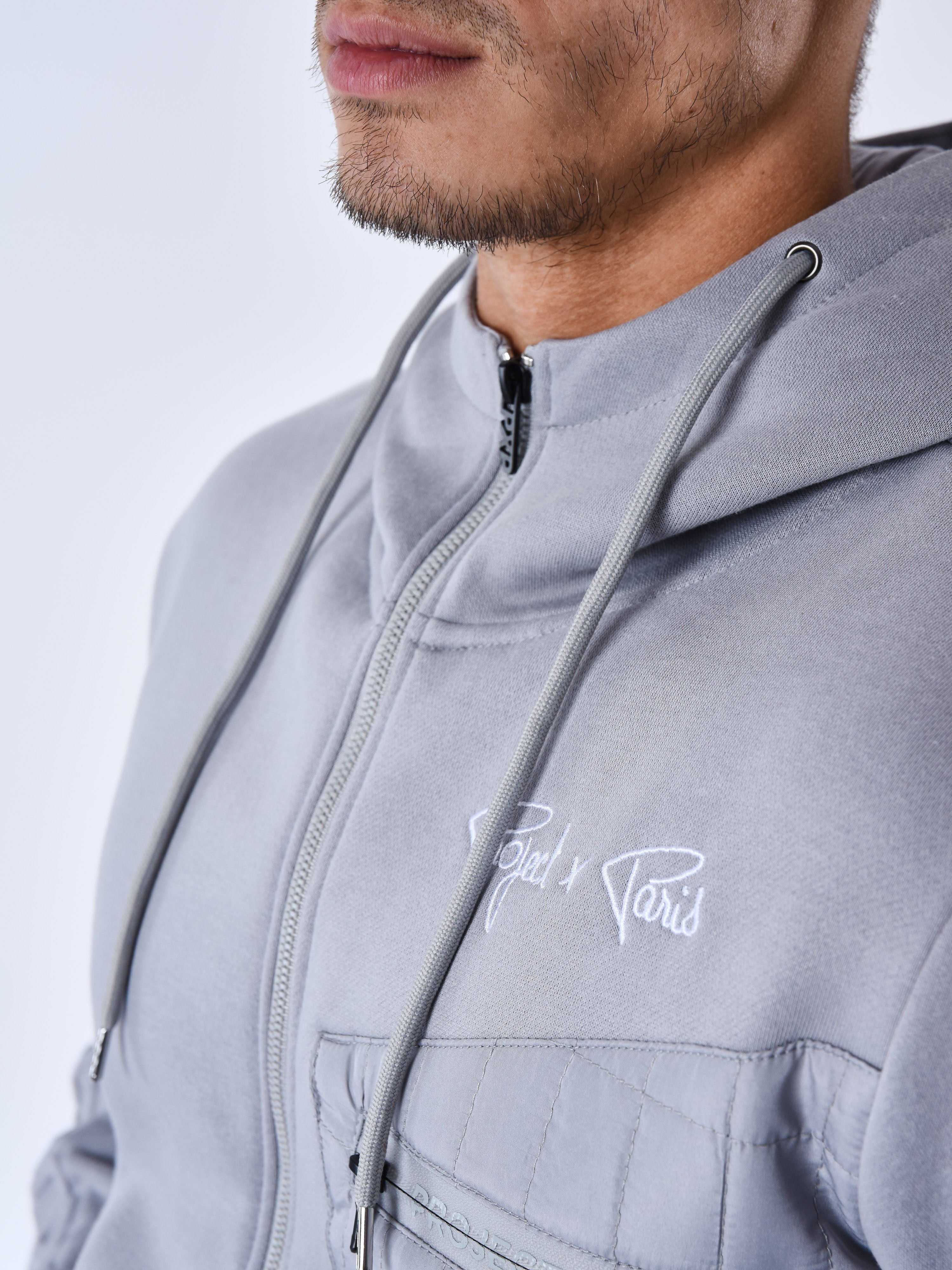 Hooded jacket with two-tone panel-6