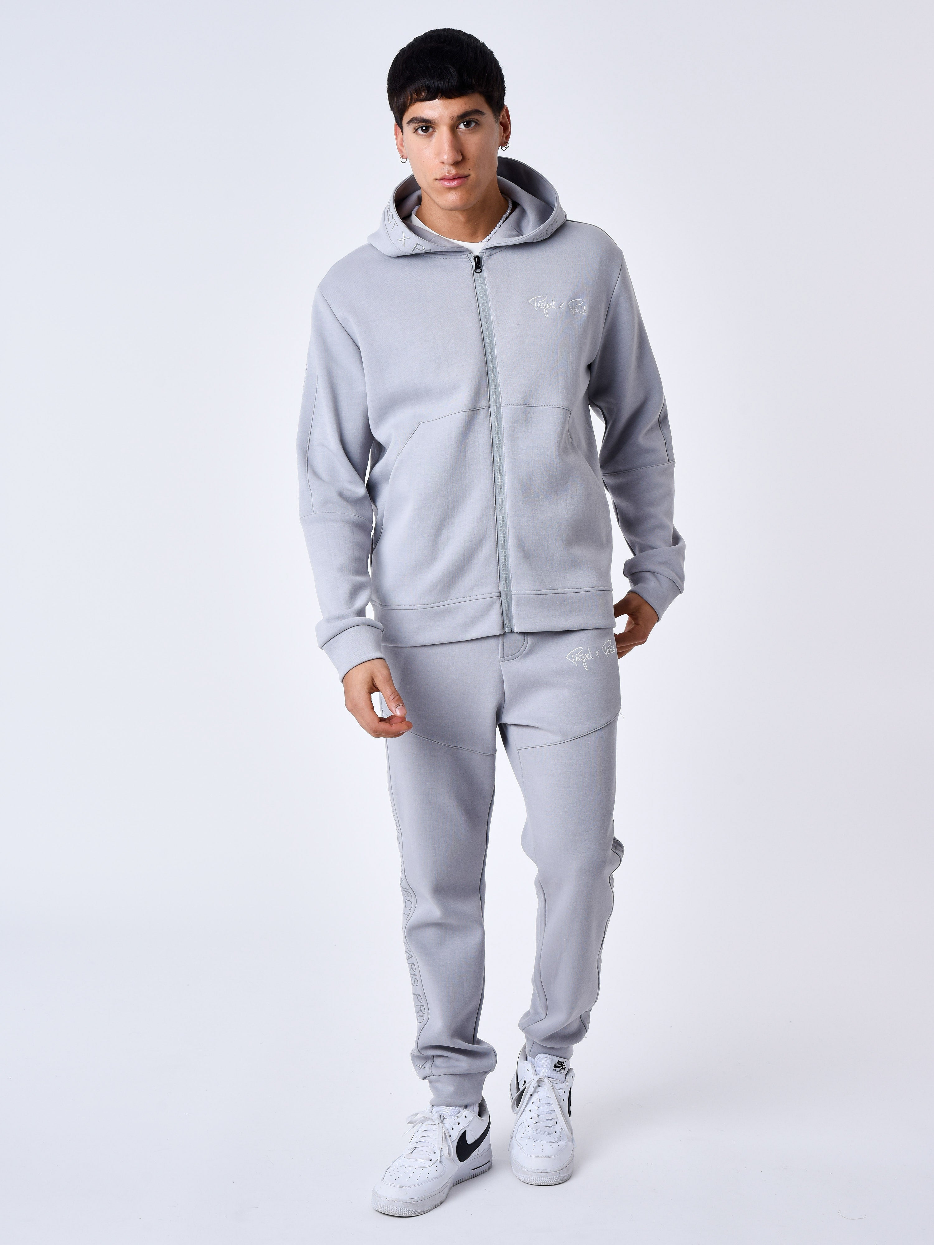 Effen gewatteerde hoodie met rits-3