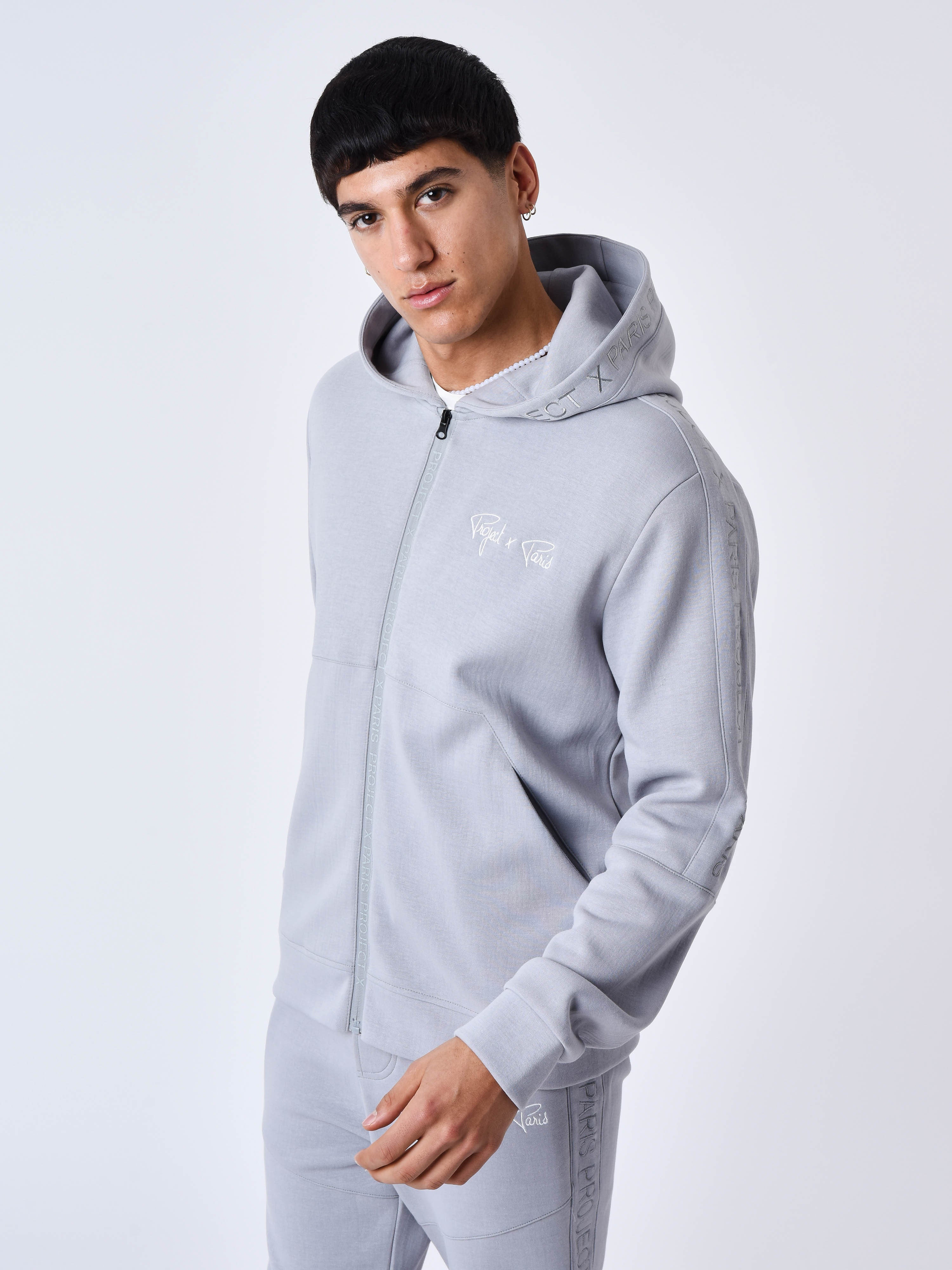 Effen gewatteerde hoodie met rits-4