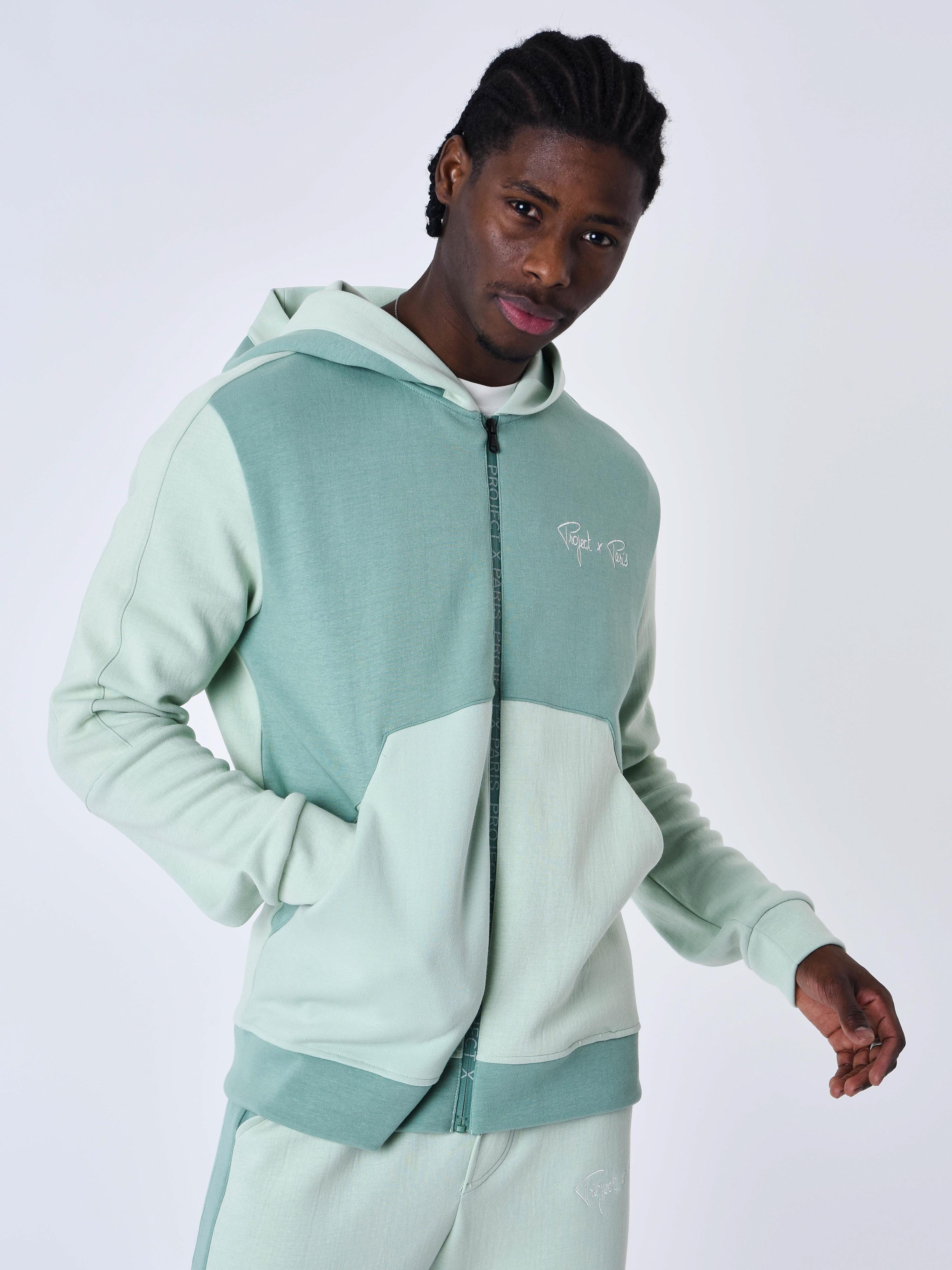Two tone zipped hoodie-6