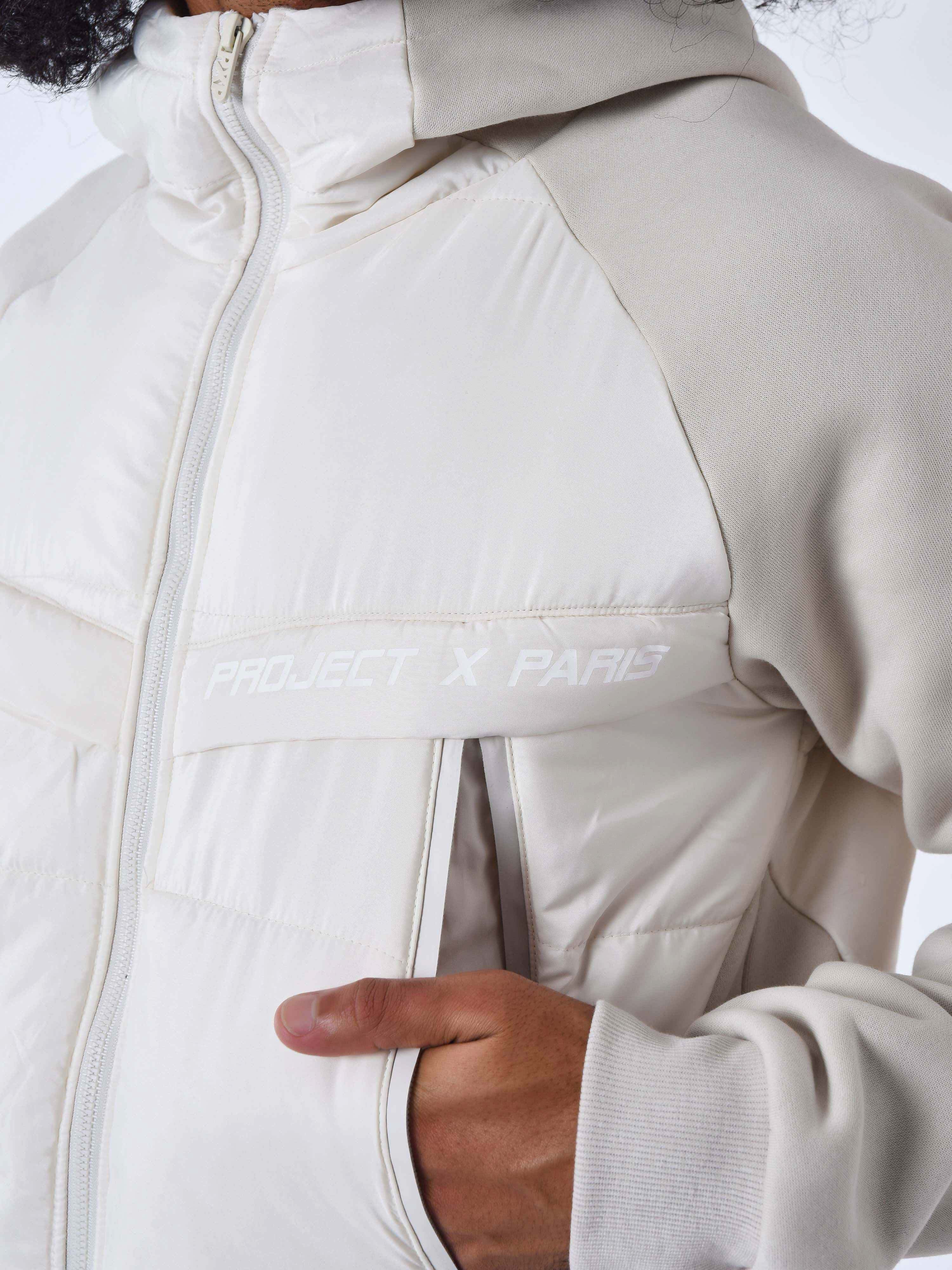Zip-up hoodie with two-tone panel-3