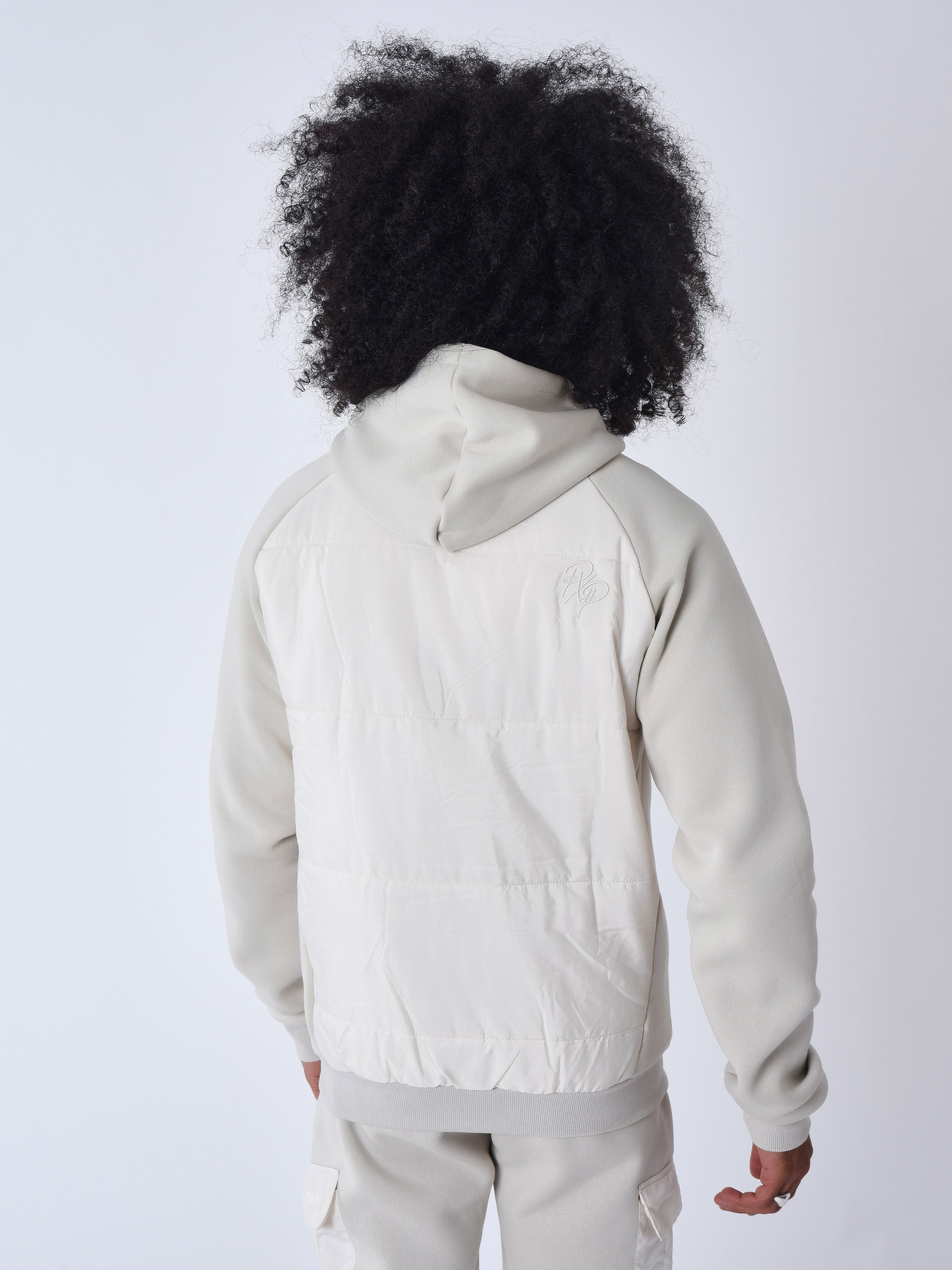 Zip-up hoodie with two-tone panel-2