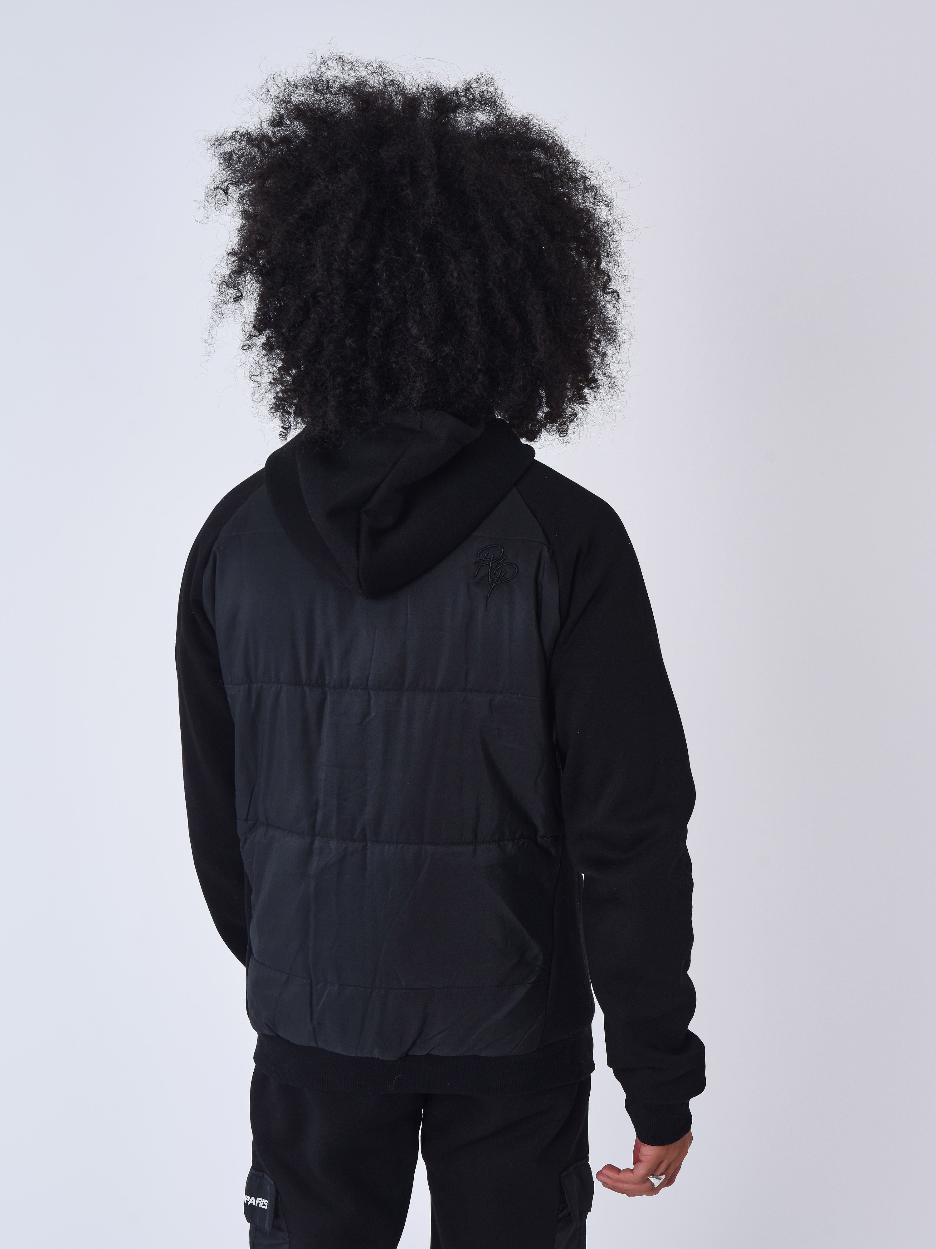 Zip-up hoodie with two-tone panel-2