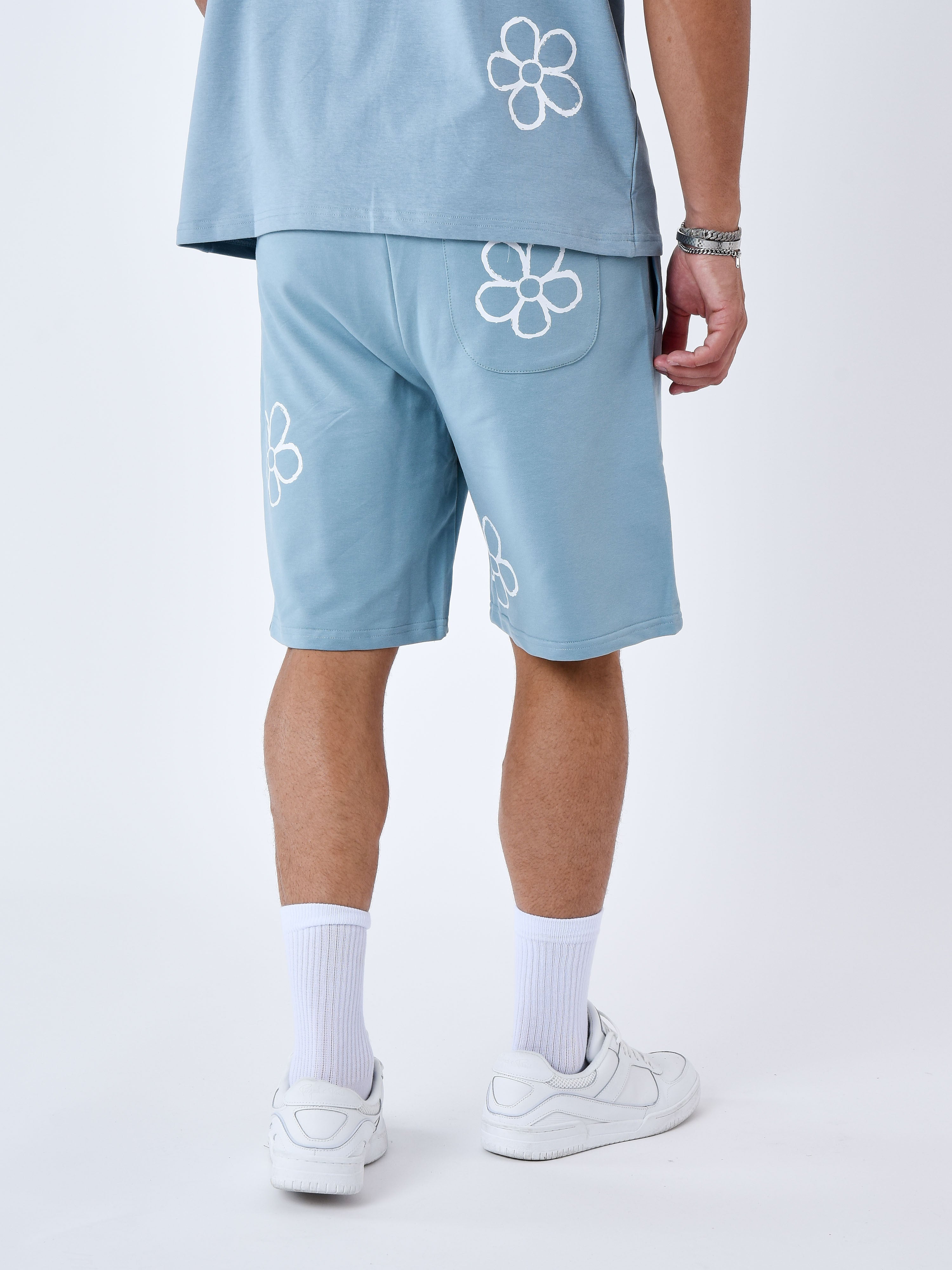 All over floral sketch Shorts-5