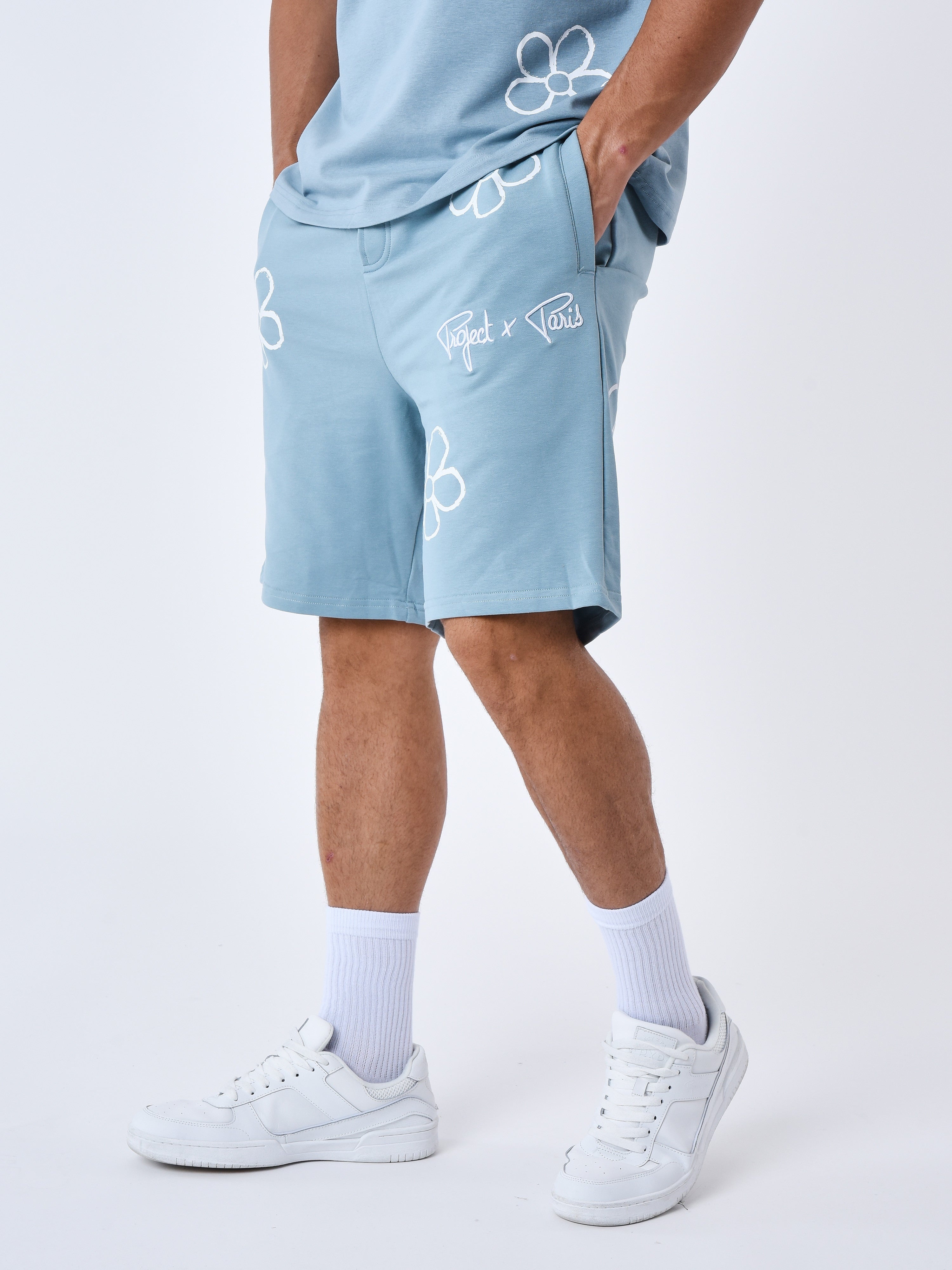 All over floral sketch Shorts-4