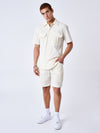 Ensfarvet tekstureret shorts