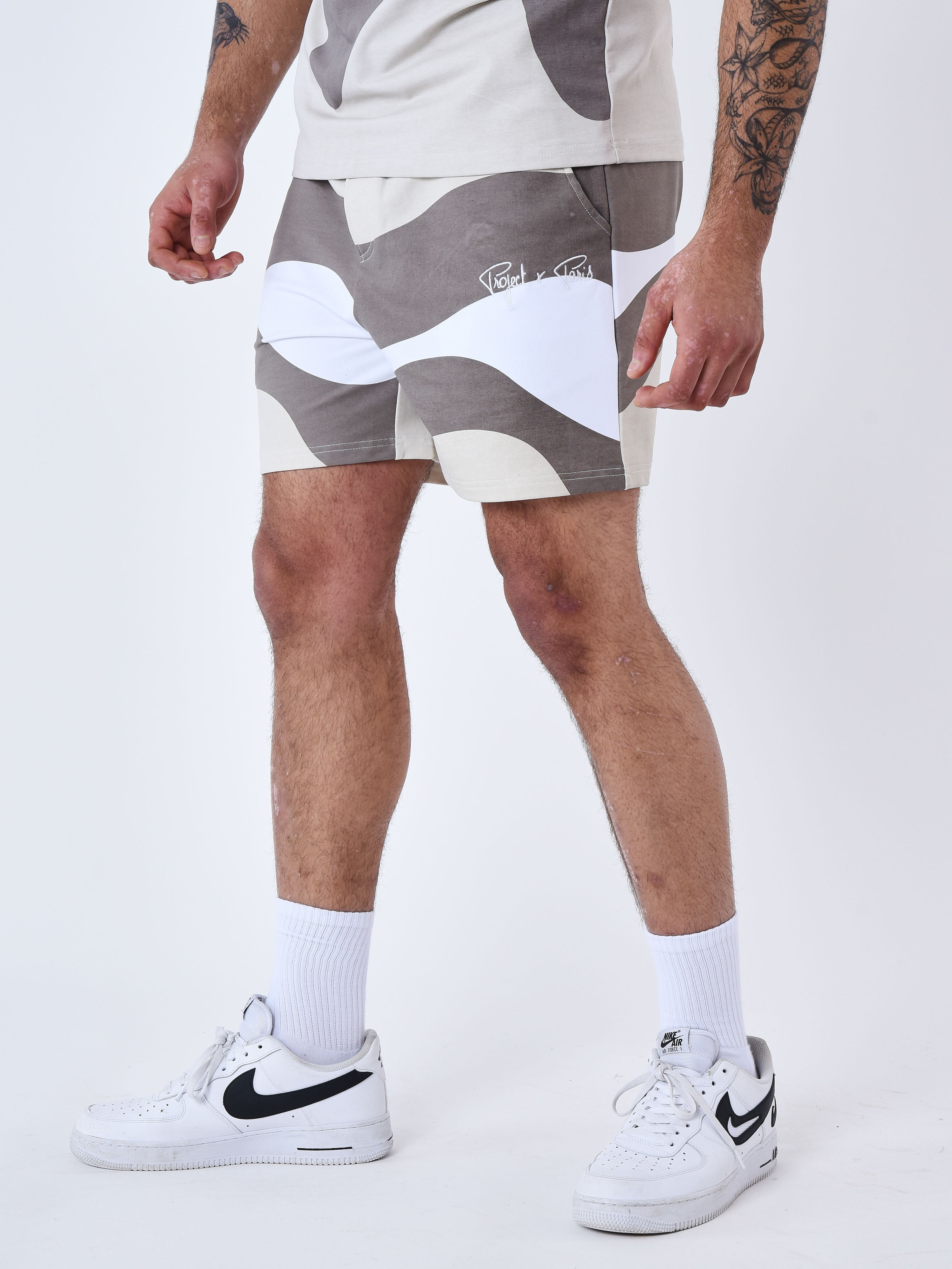Tricolor short met golf-effect-5
