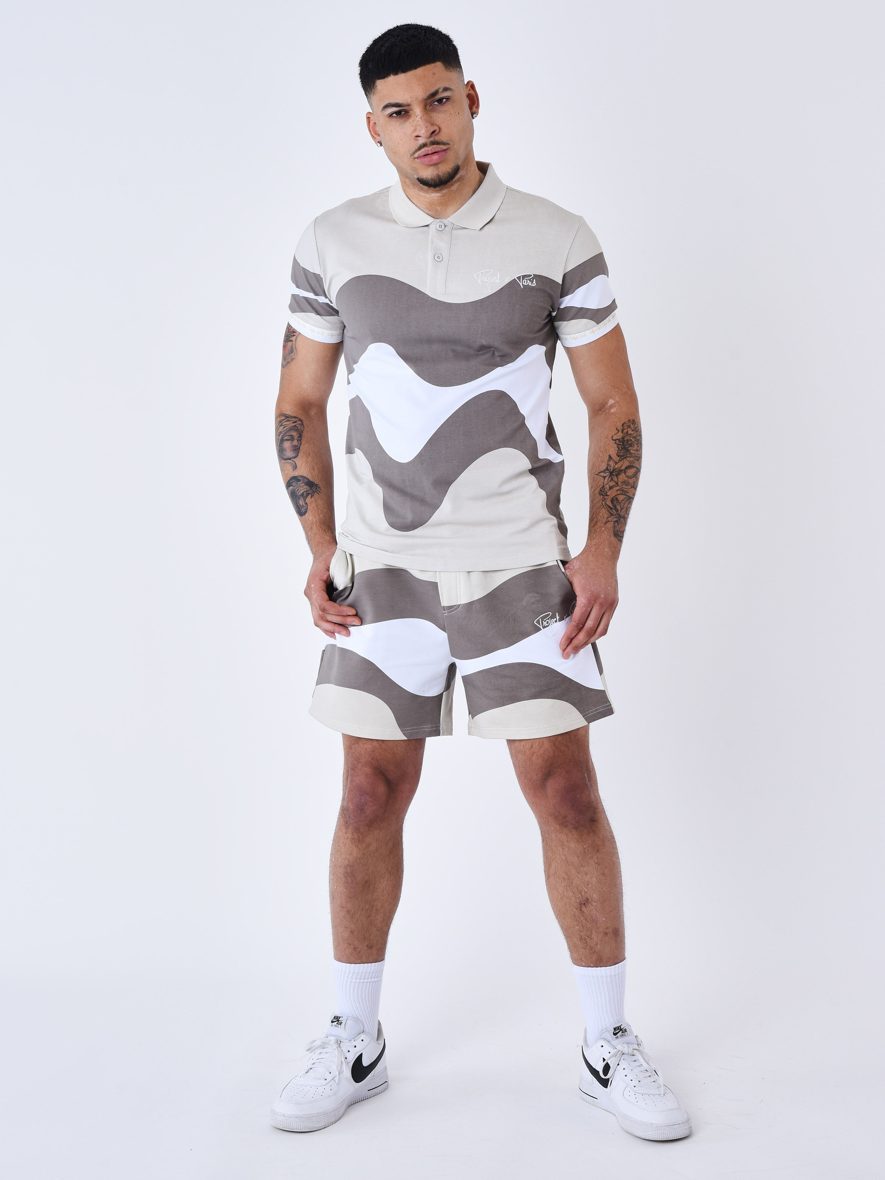 Tricolor short met golf-effect-4