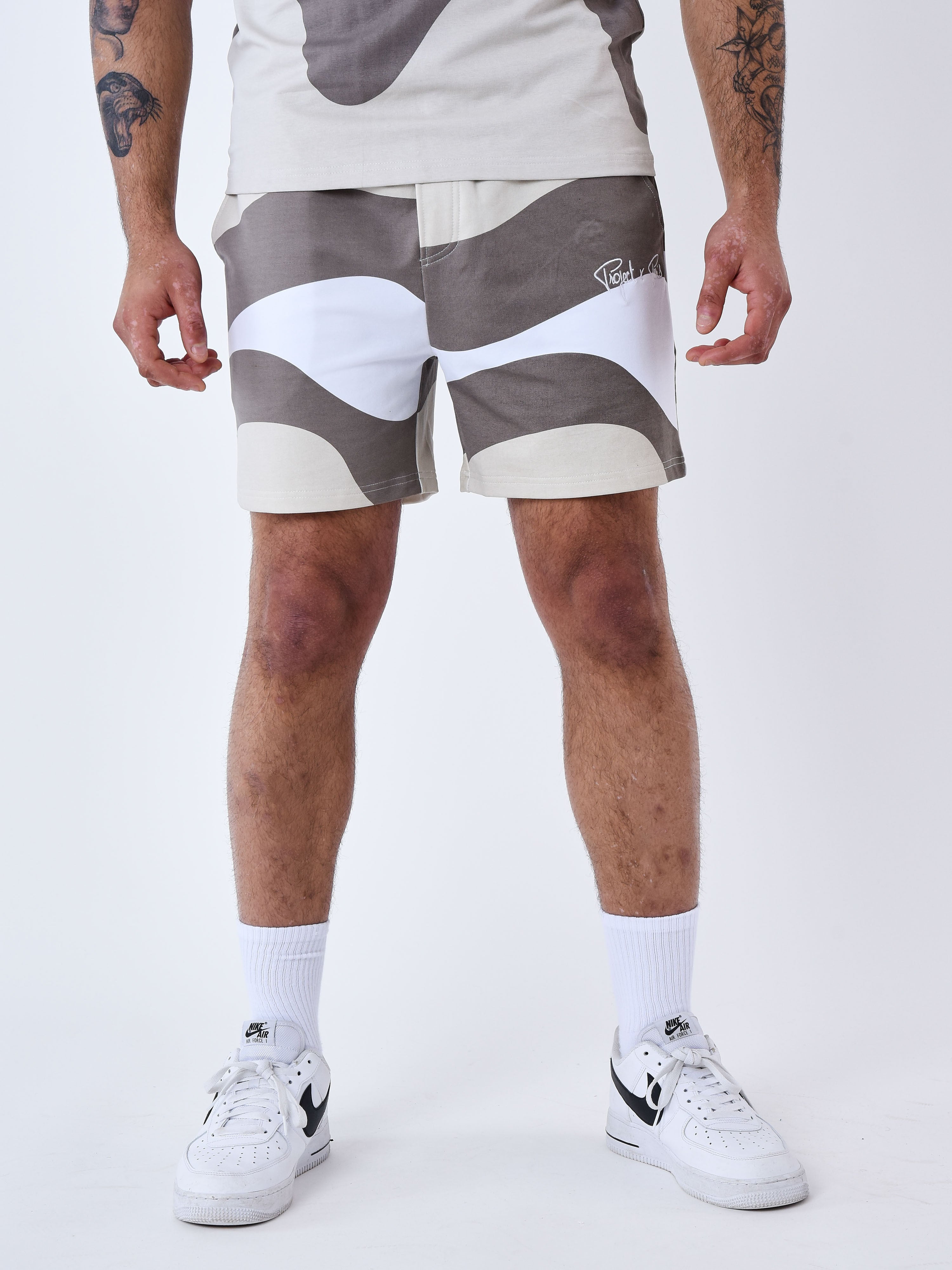 Tricolor short met golf-effect-3