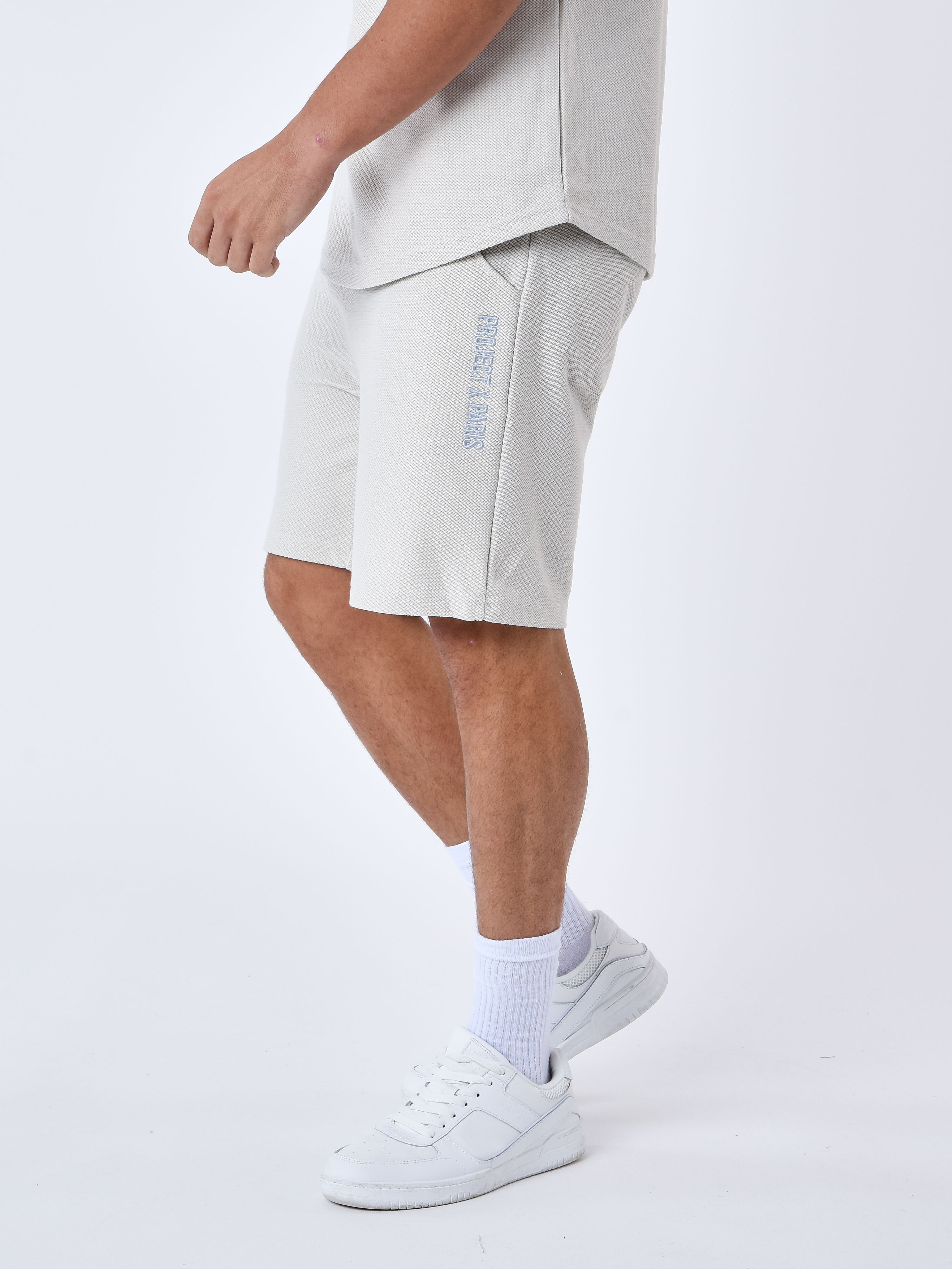 Textured plain shorts-4