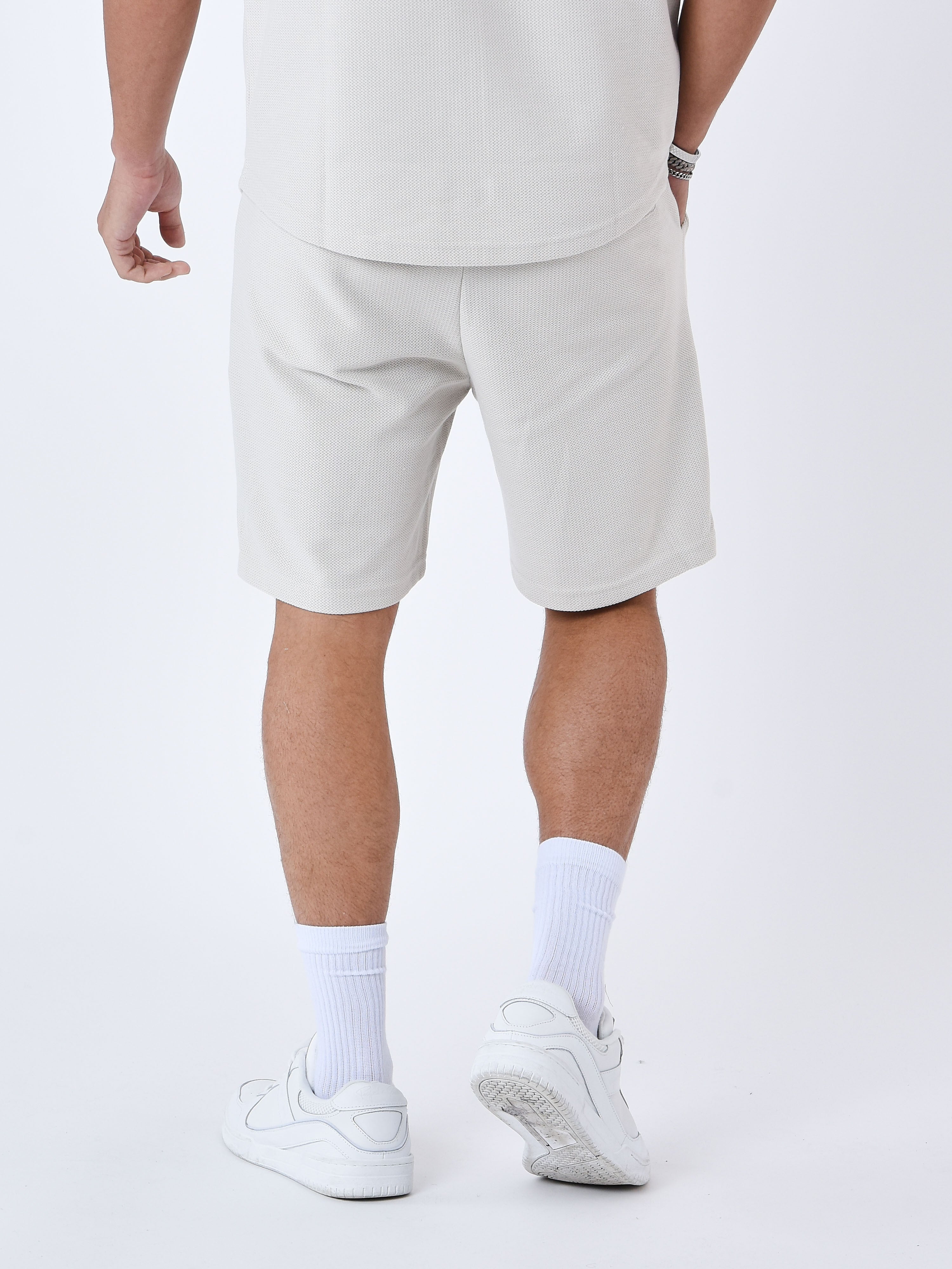 Textured plain shorts-5