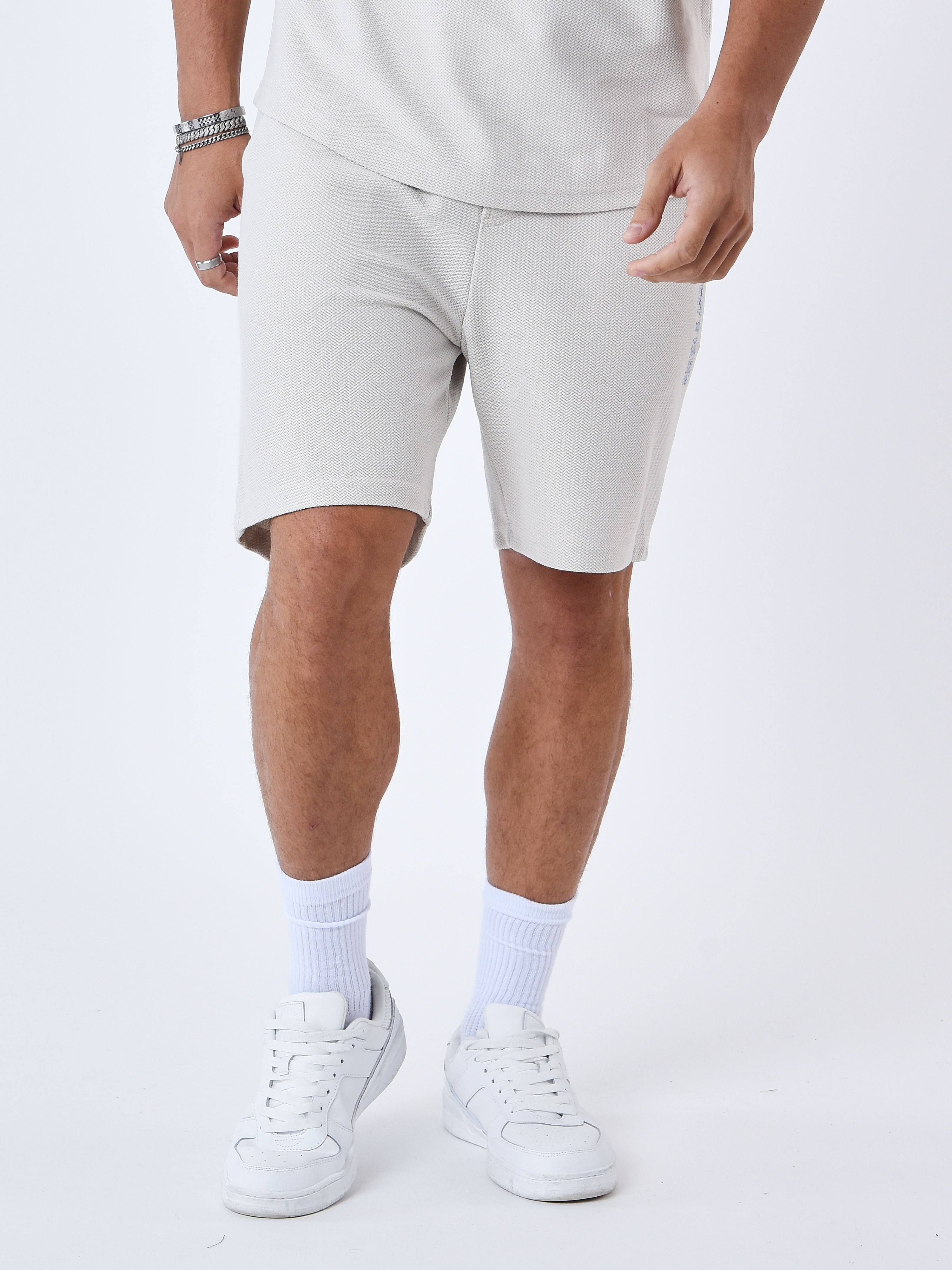 Textured plain shorts-1