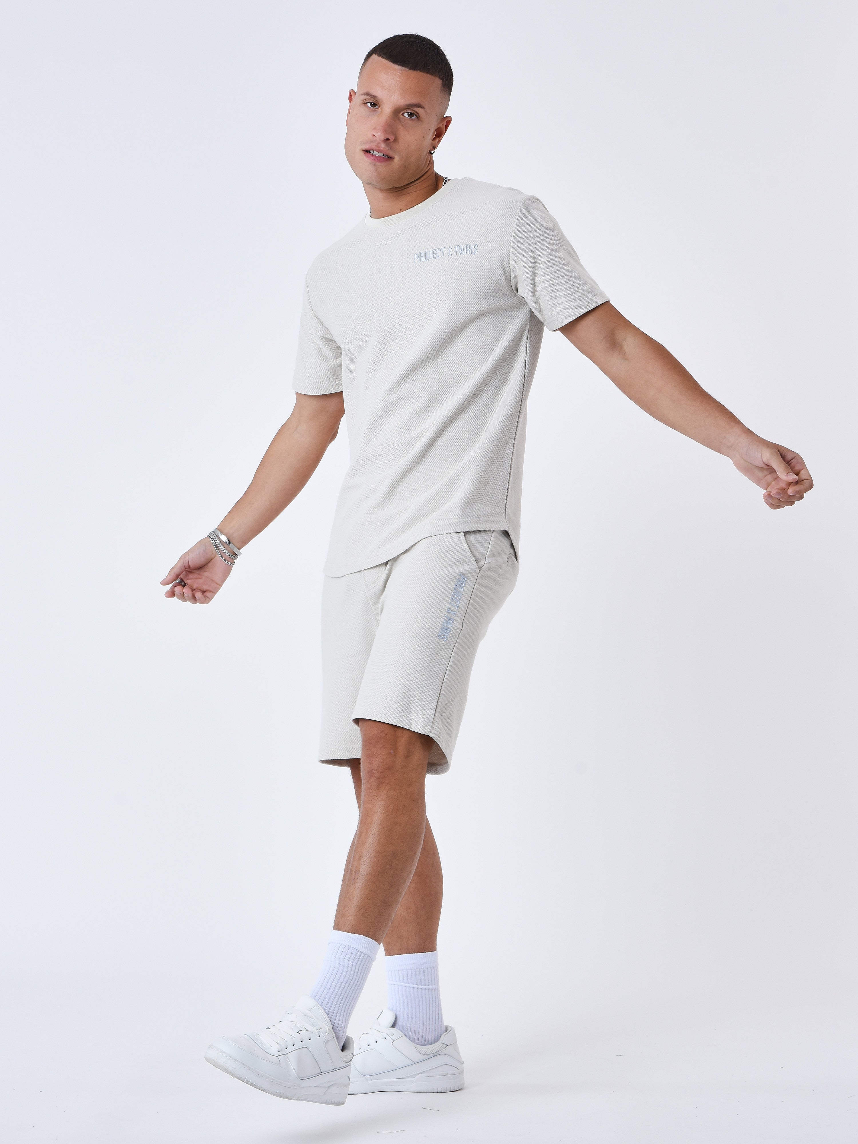 Textured plain shorts-2