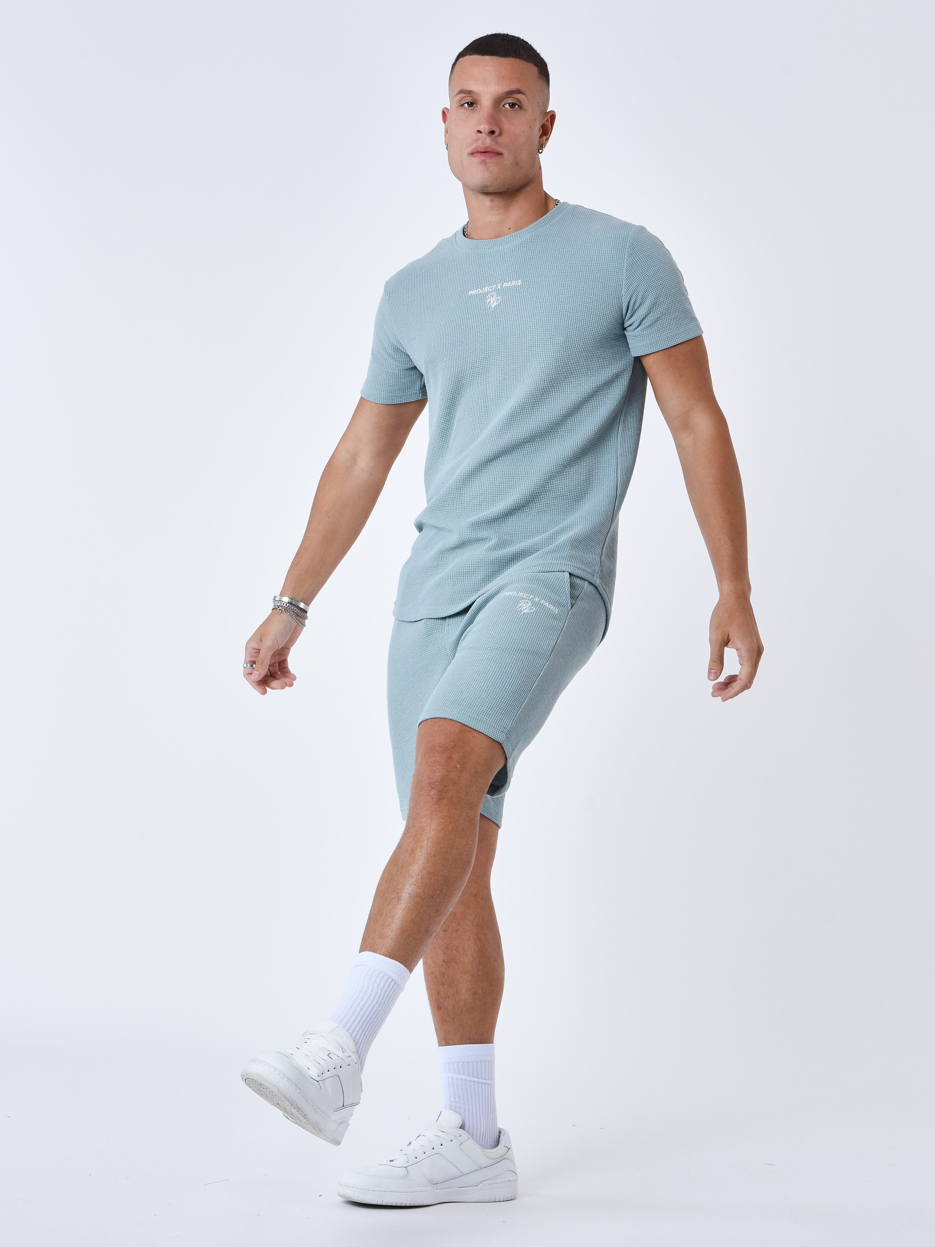 Texturerad enfärgad shorts-1