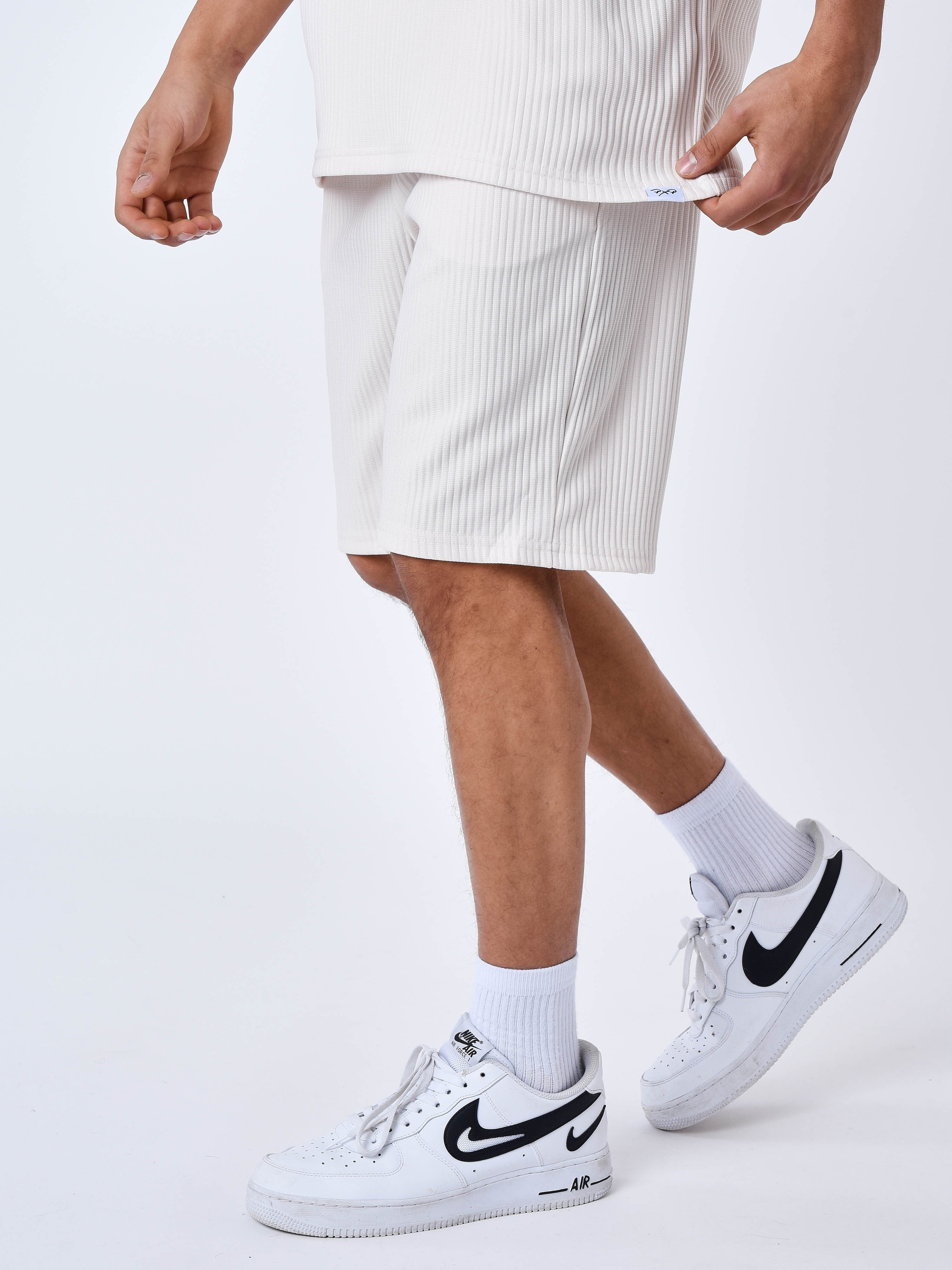 Textured plain shorts-4