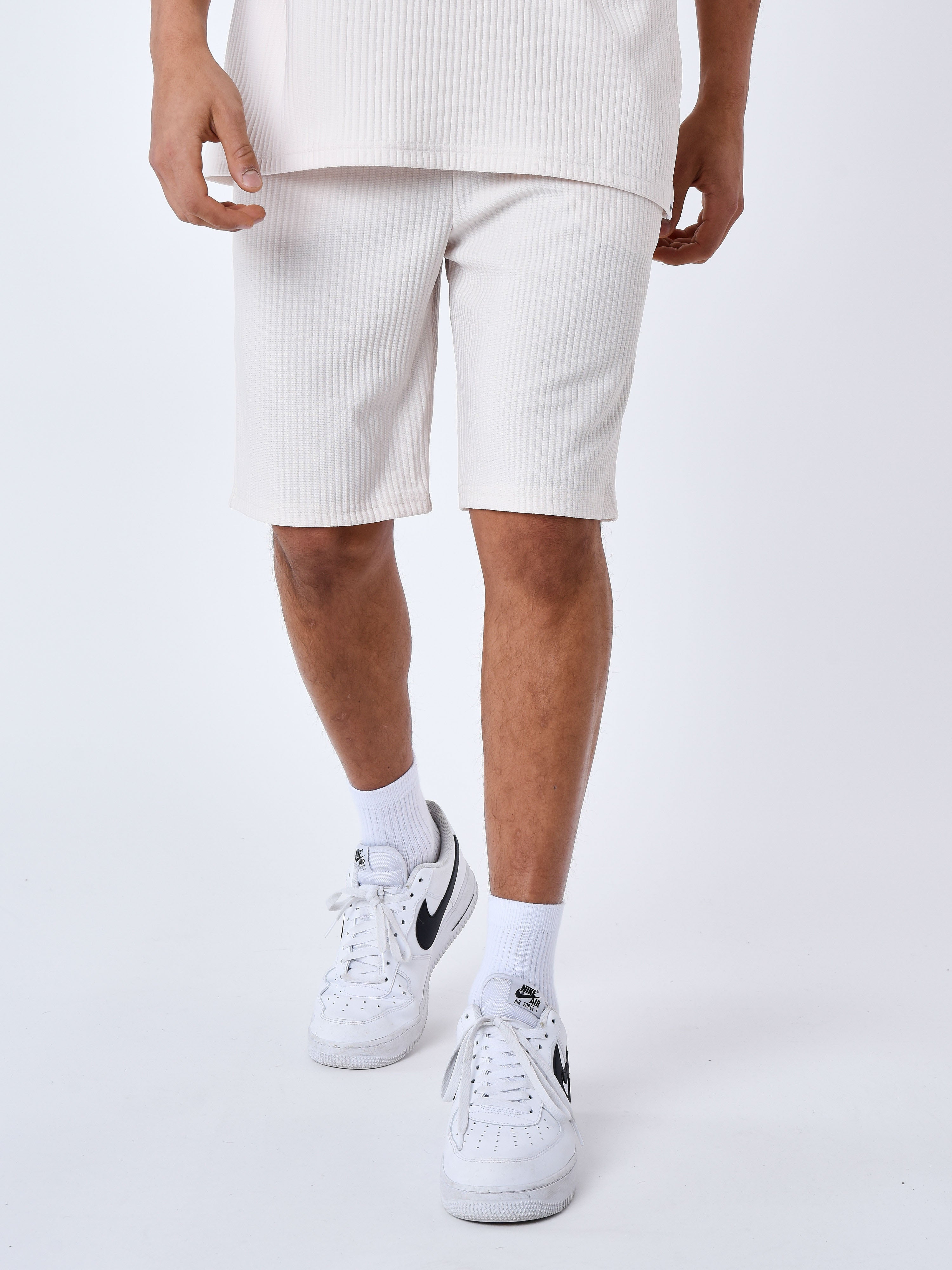 Textured plain shorts-2