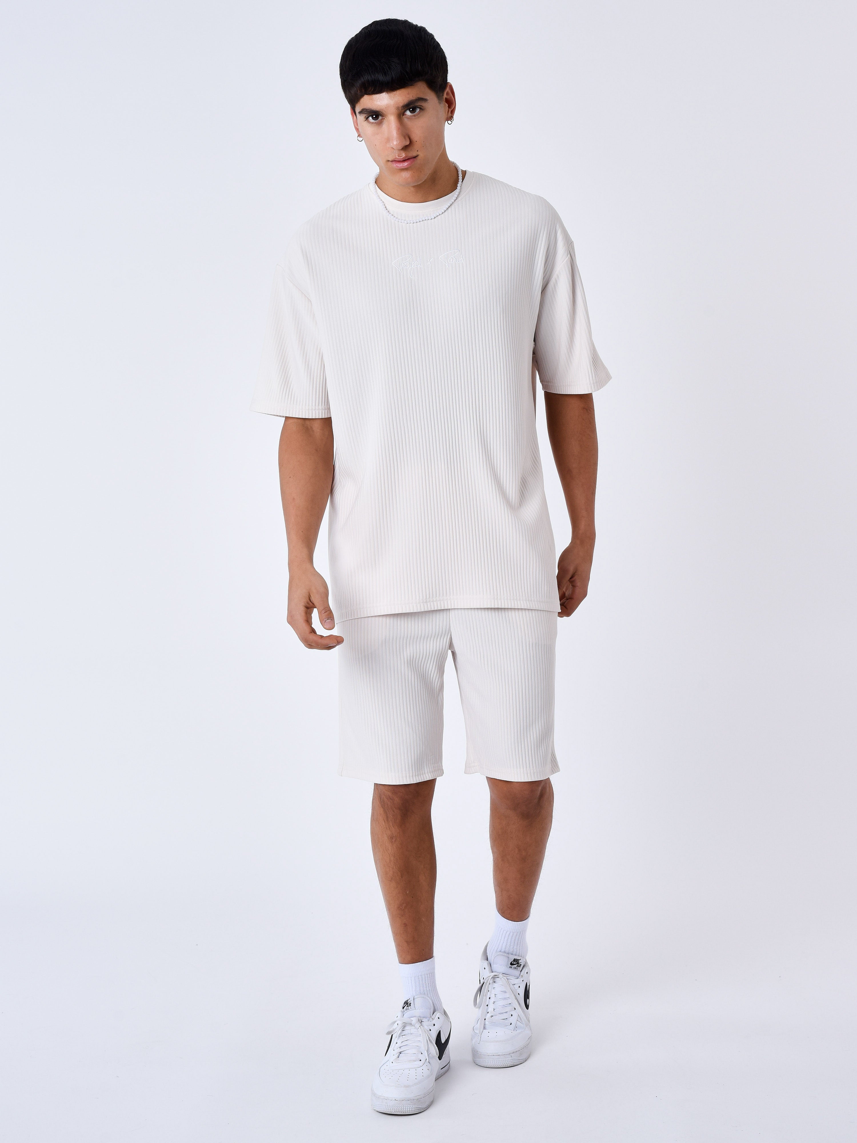 Textured plain shorts-3