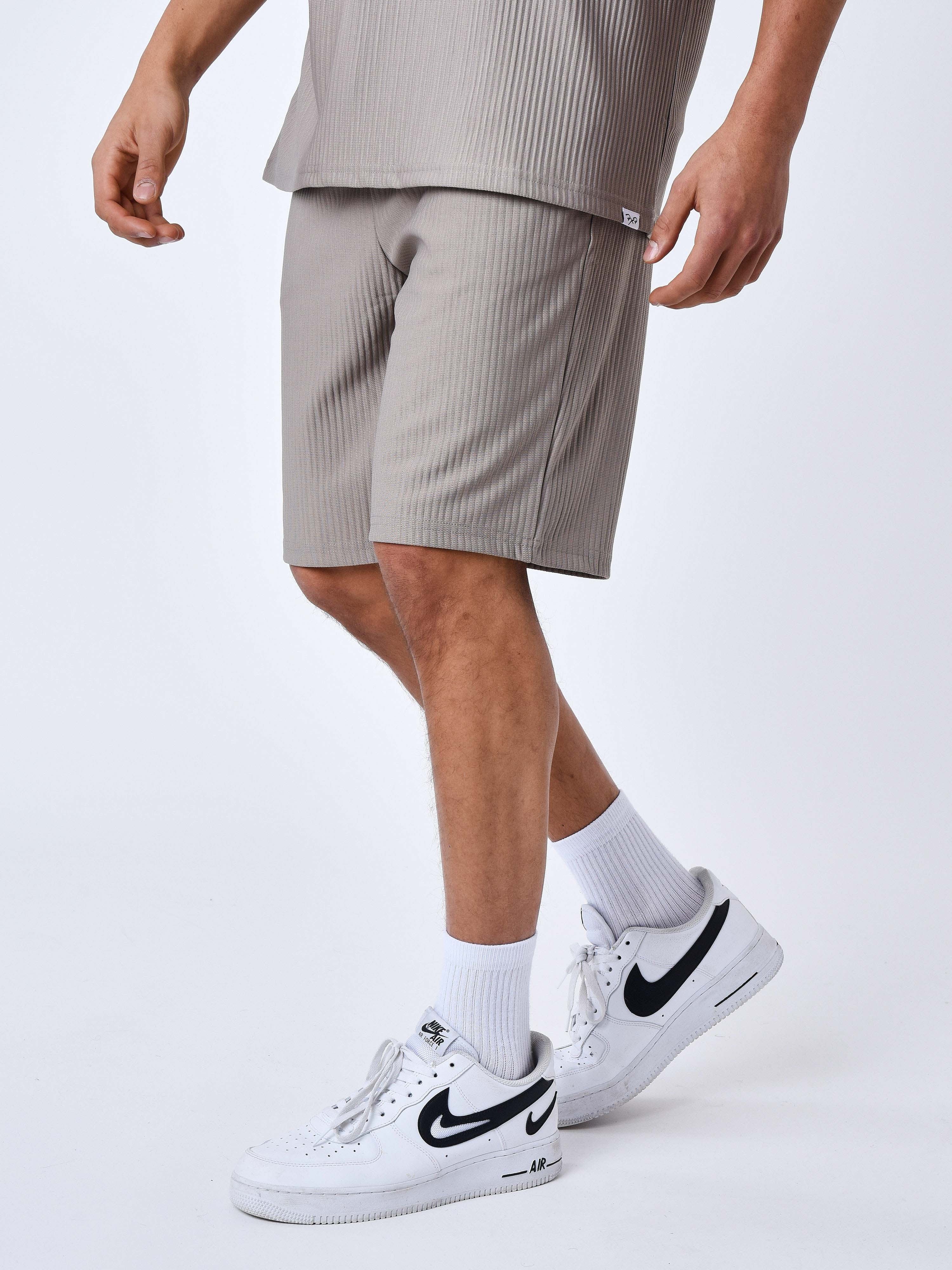 Textured plain shorts-4