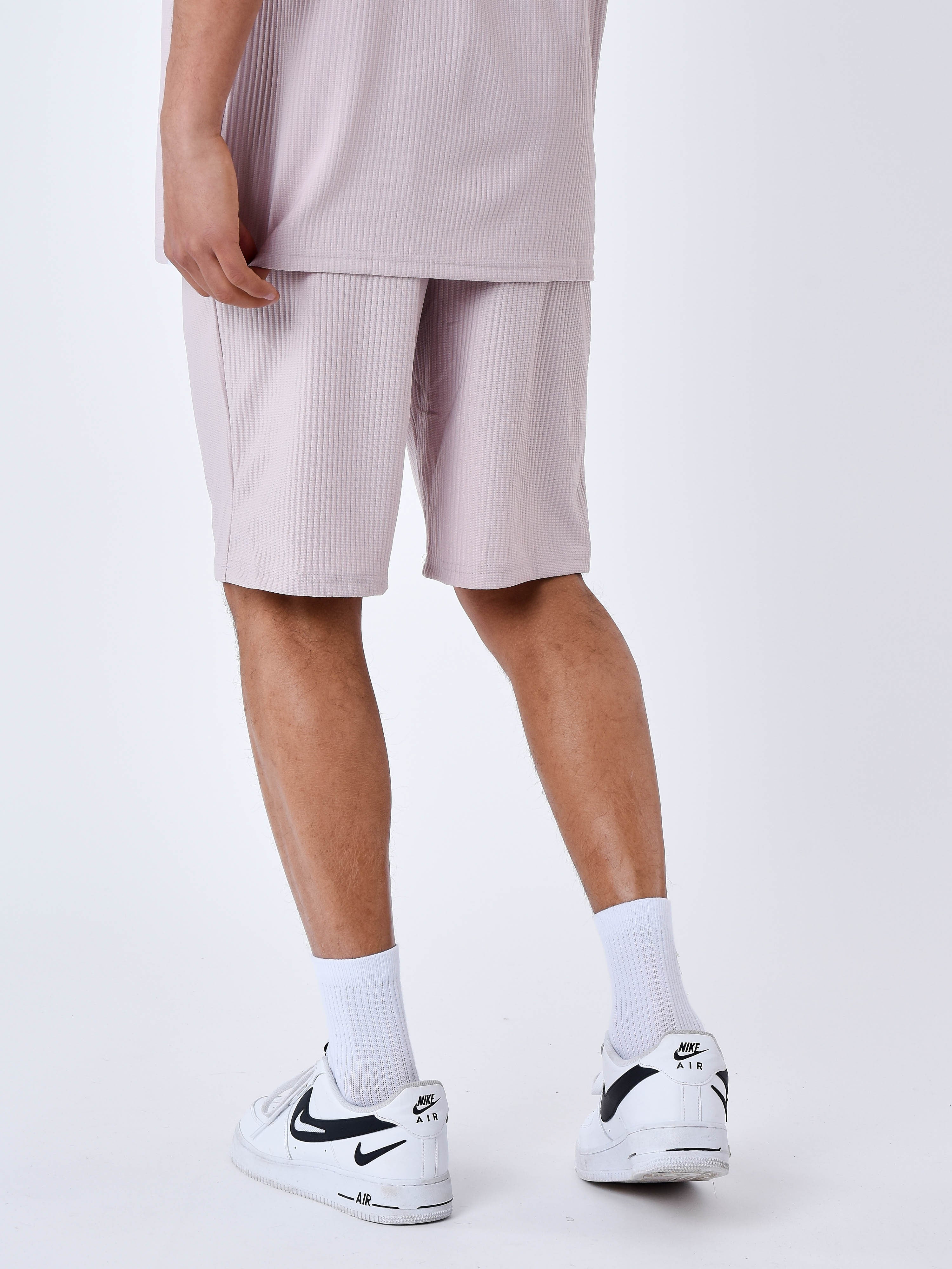 Textured plain shorts-5