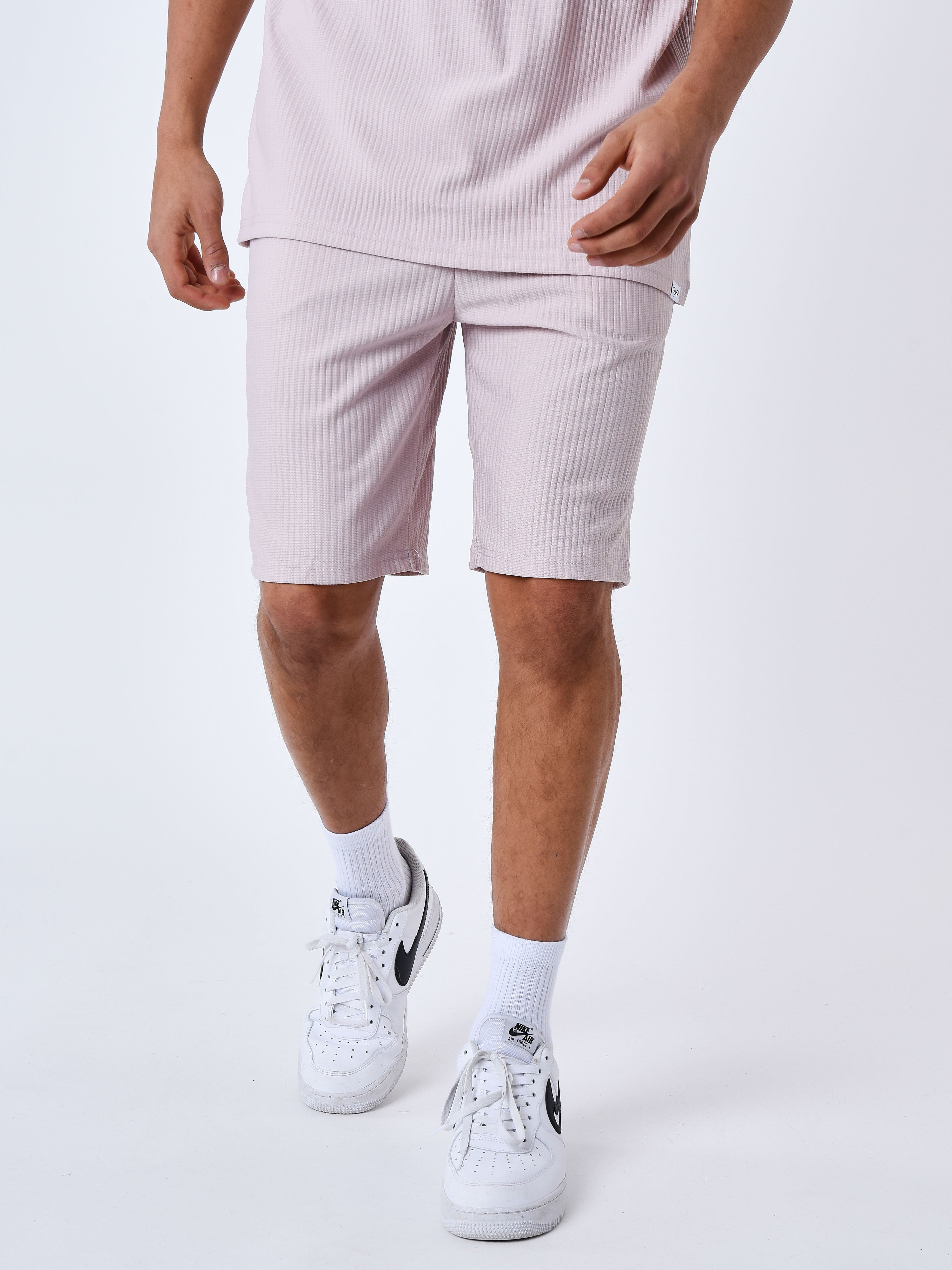 Textured plain shorts-2