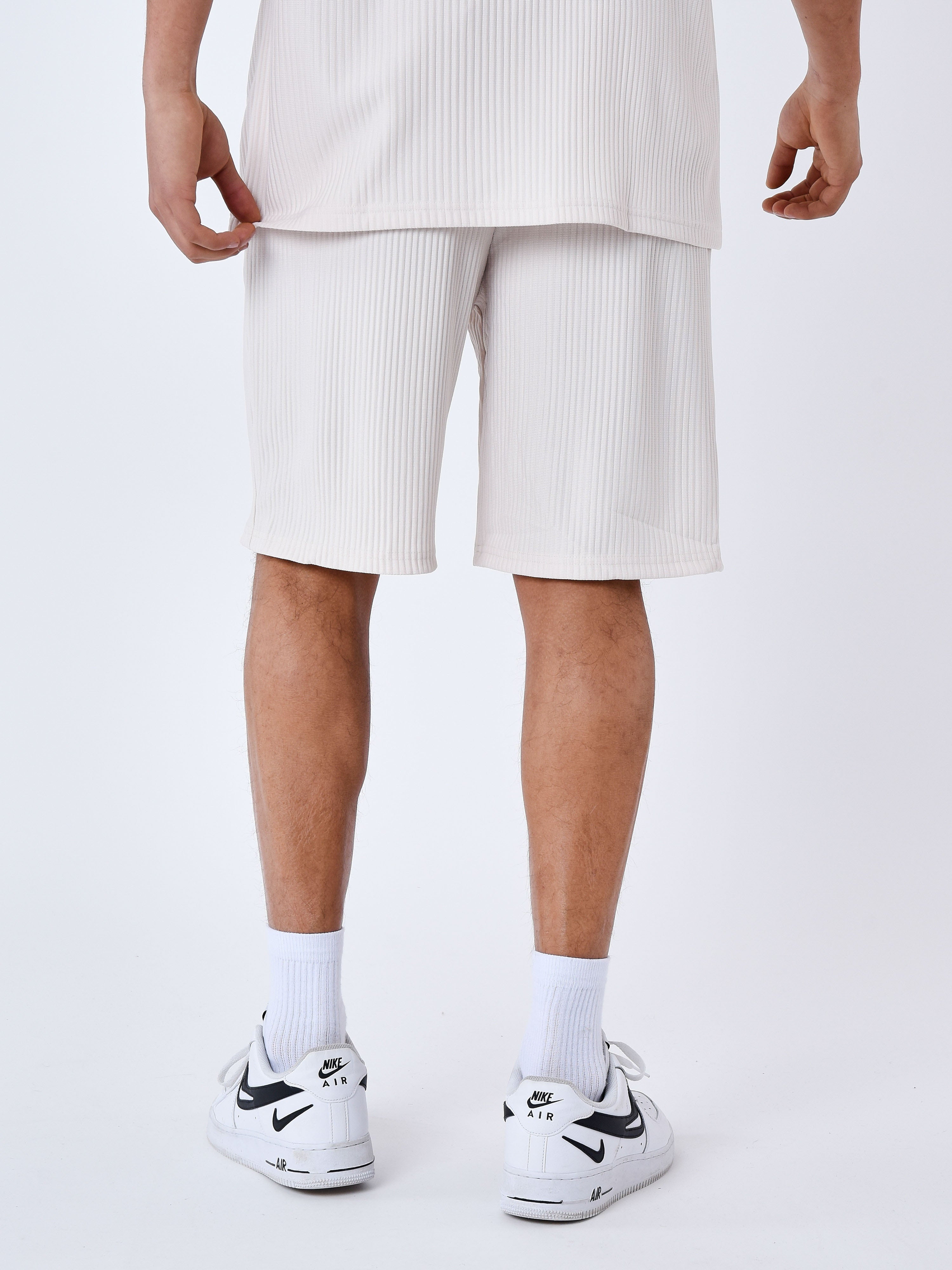 Textured plain shorts-5