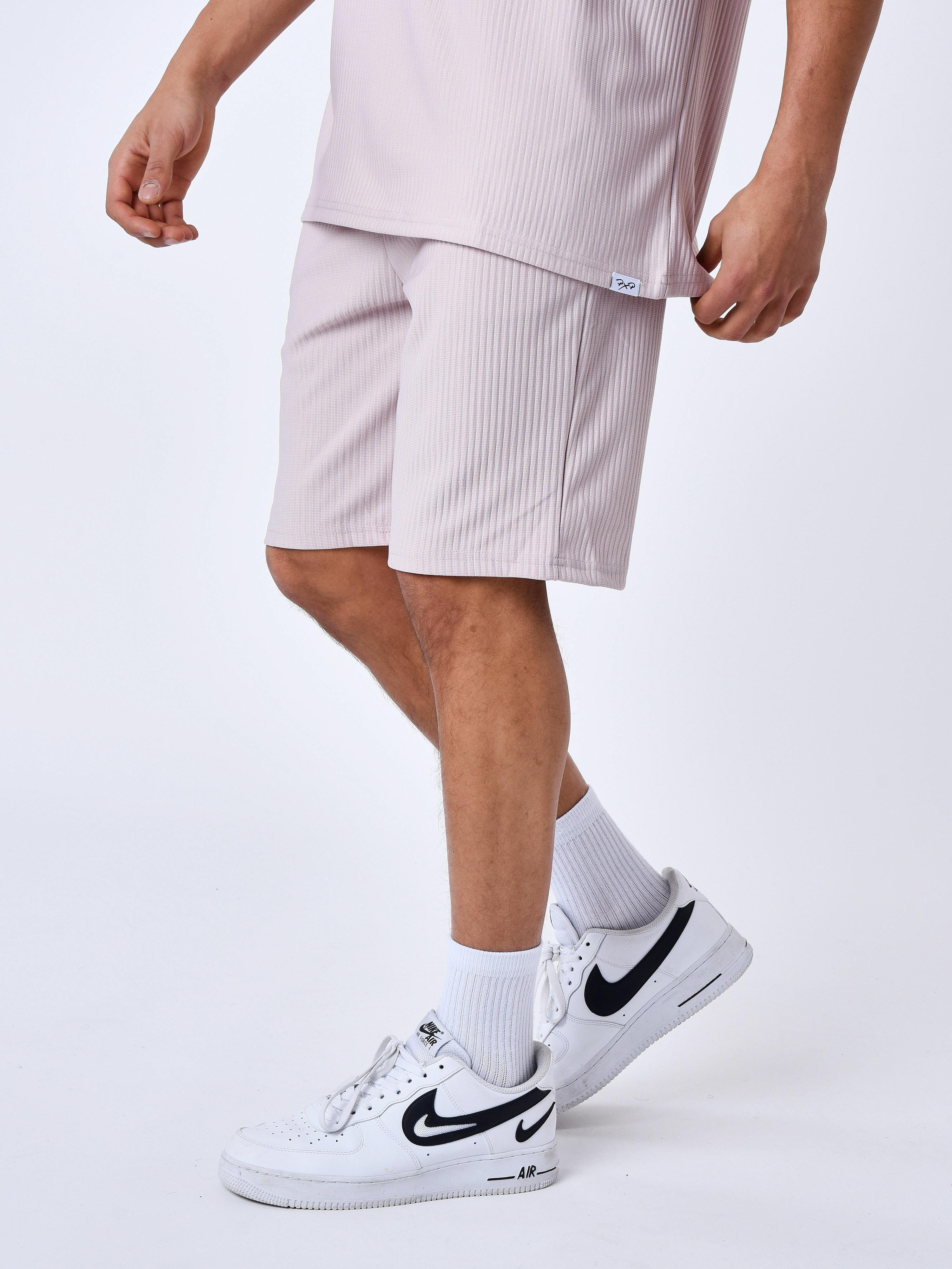 Textured plain shorts-4