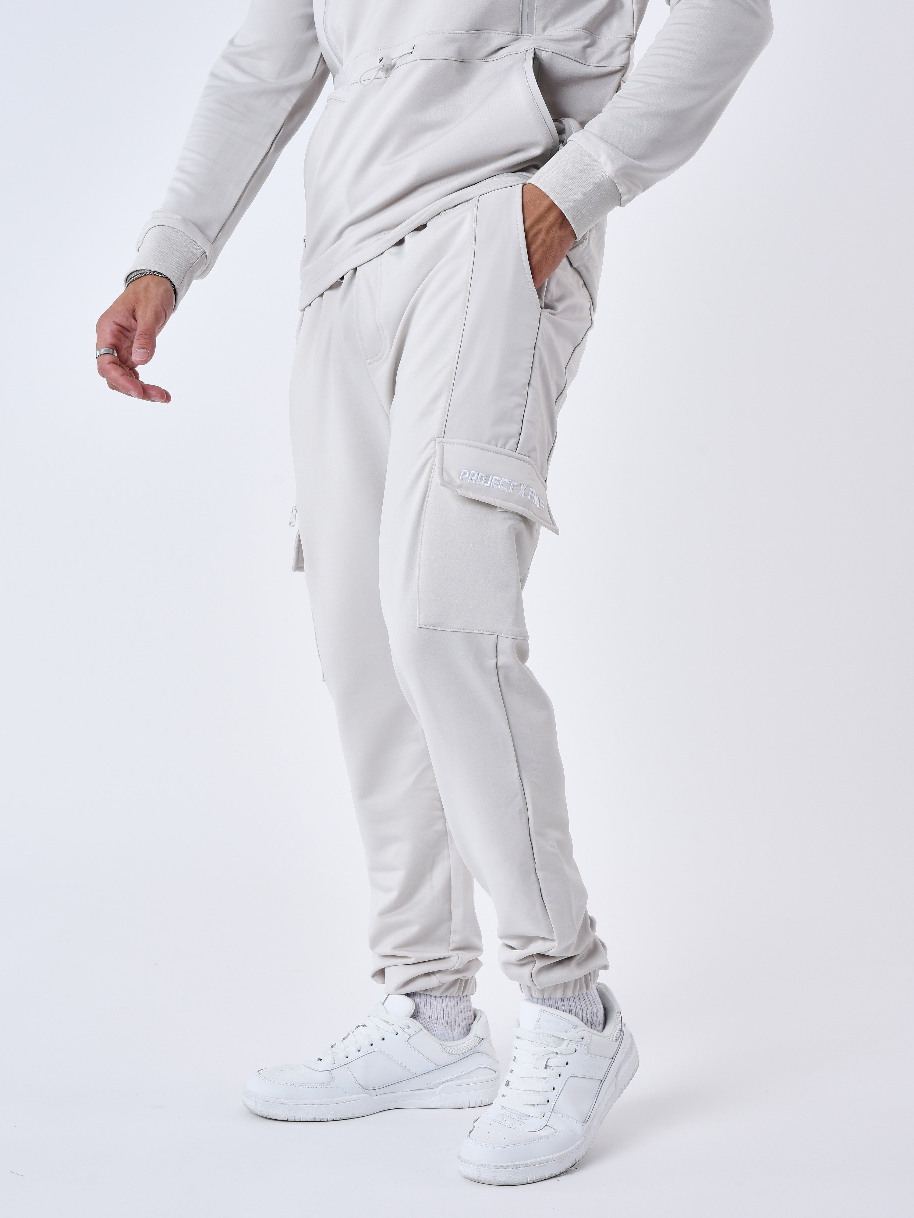 Solid Cargo style jogger bottoms-4