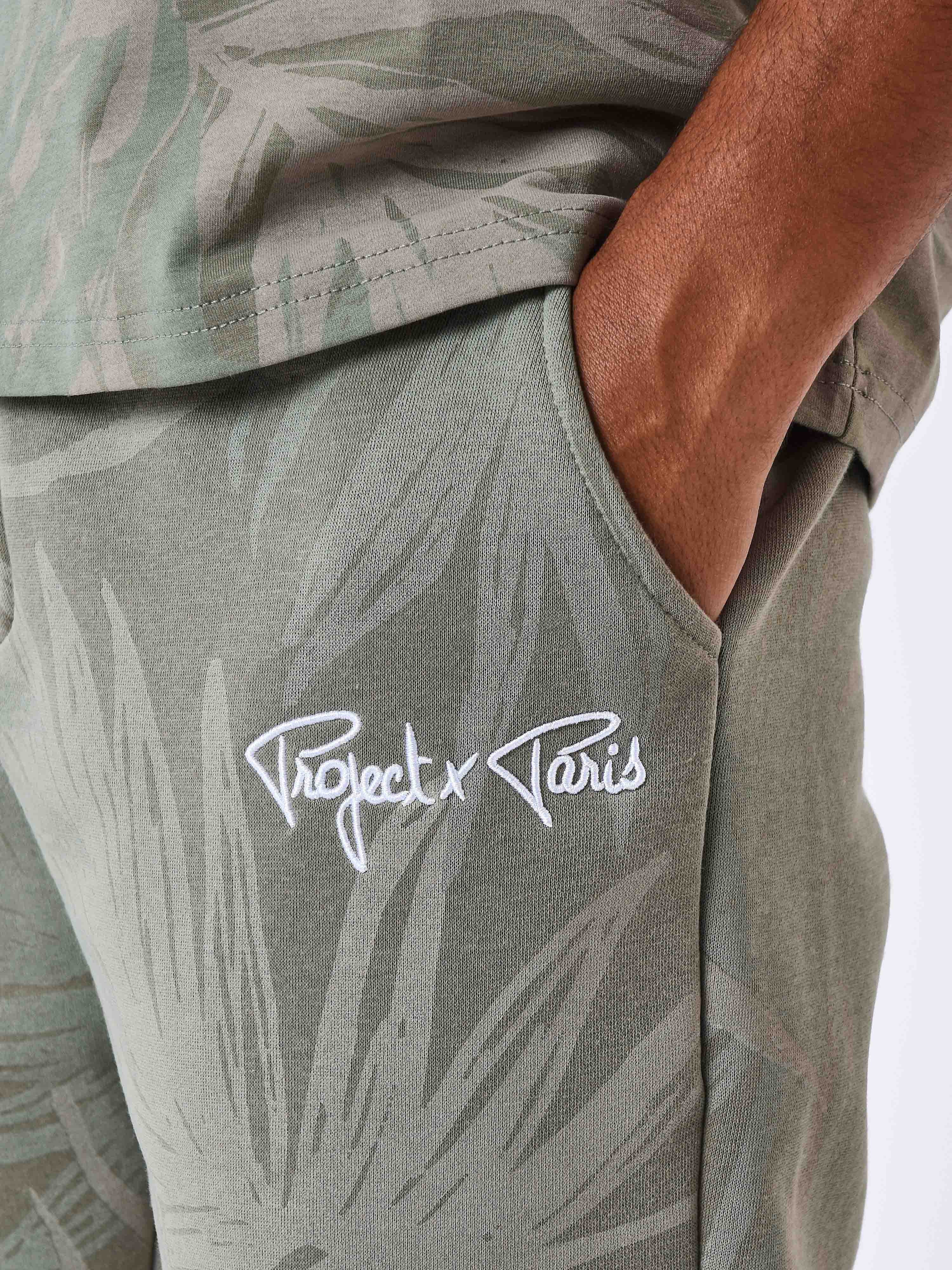 Palm leaf all over print jogger bottoms-4