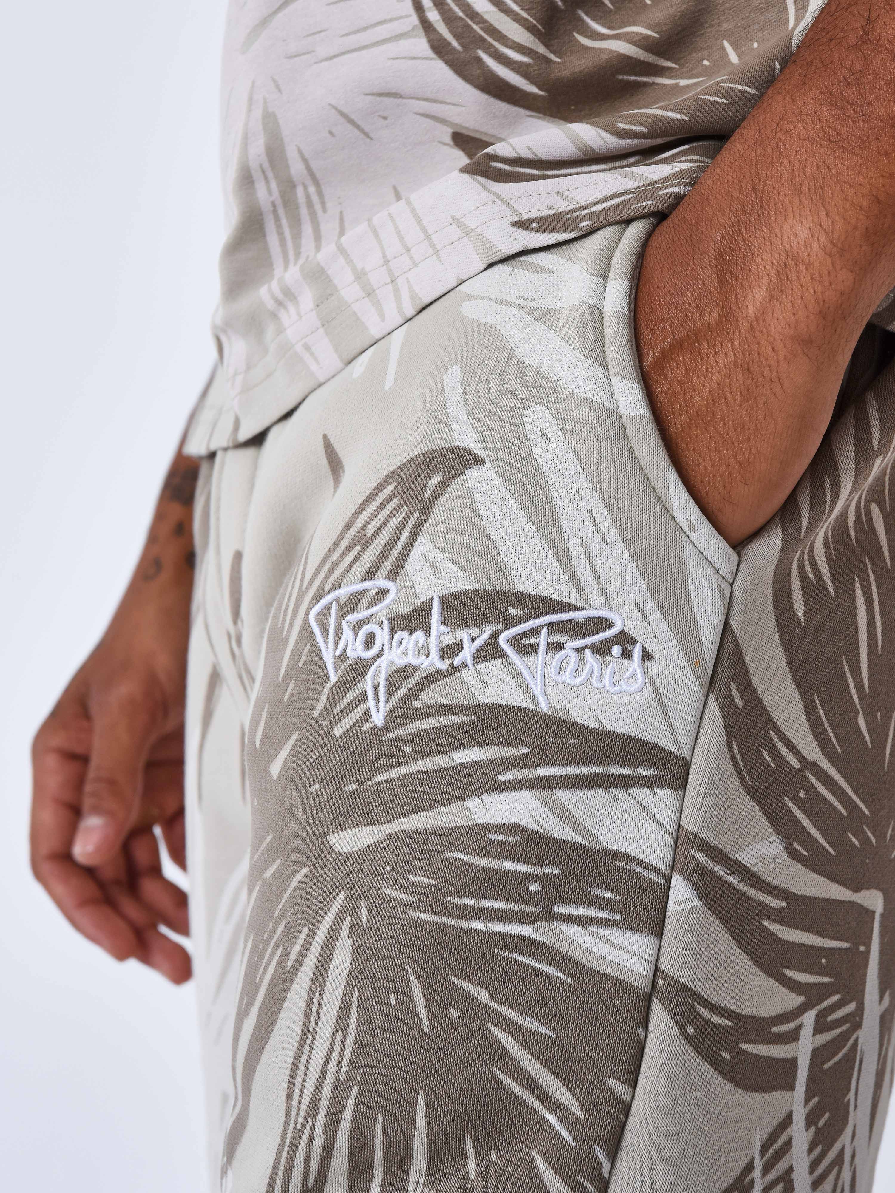 Palm leaf all over print jogger bottoms-5