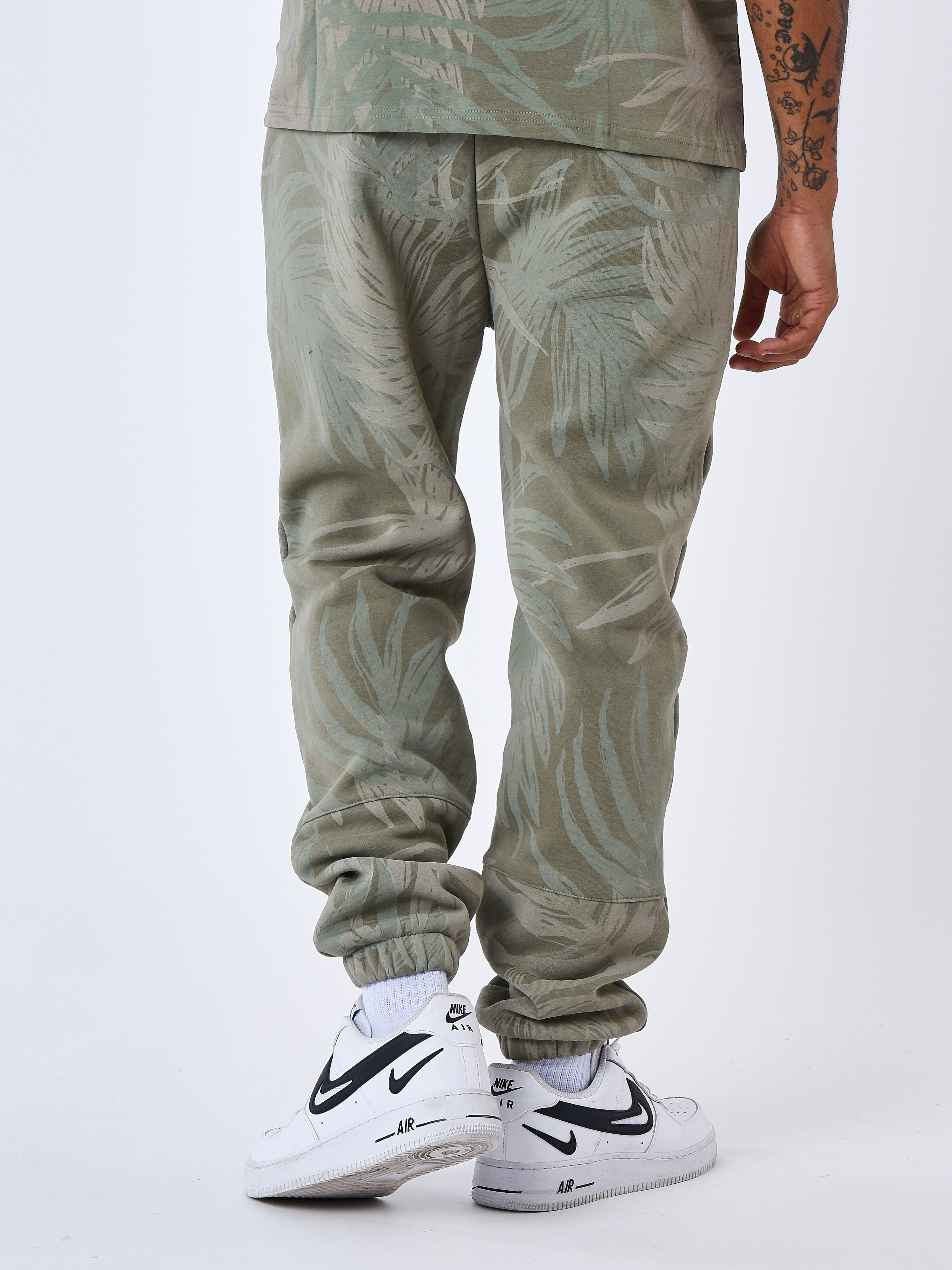 Palm leaf all over print jogger bottoms-3
