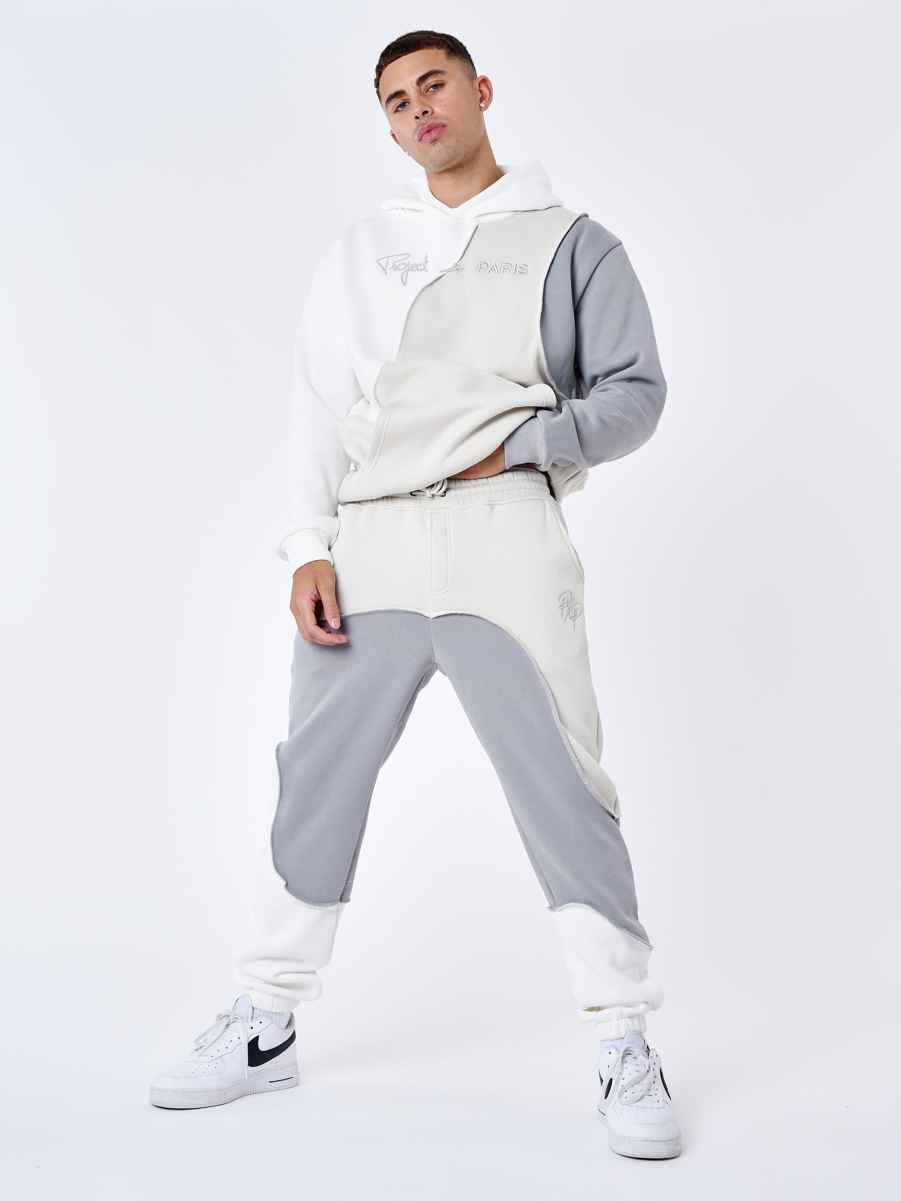 Tricolor wave-style jogger bottoms-1