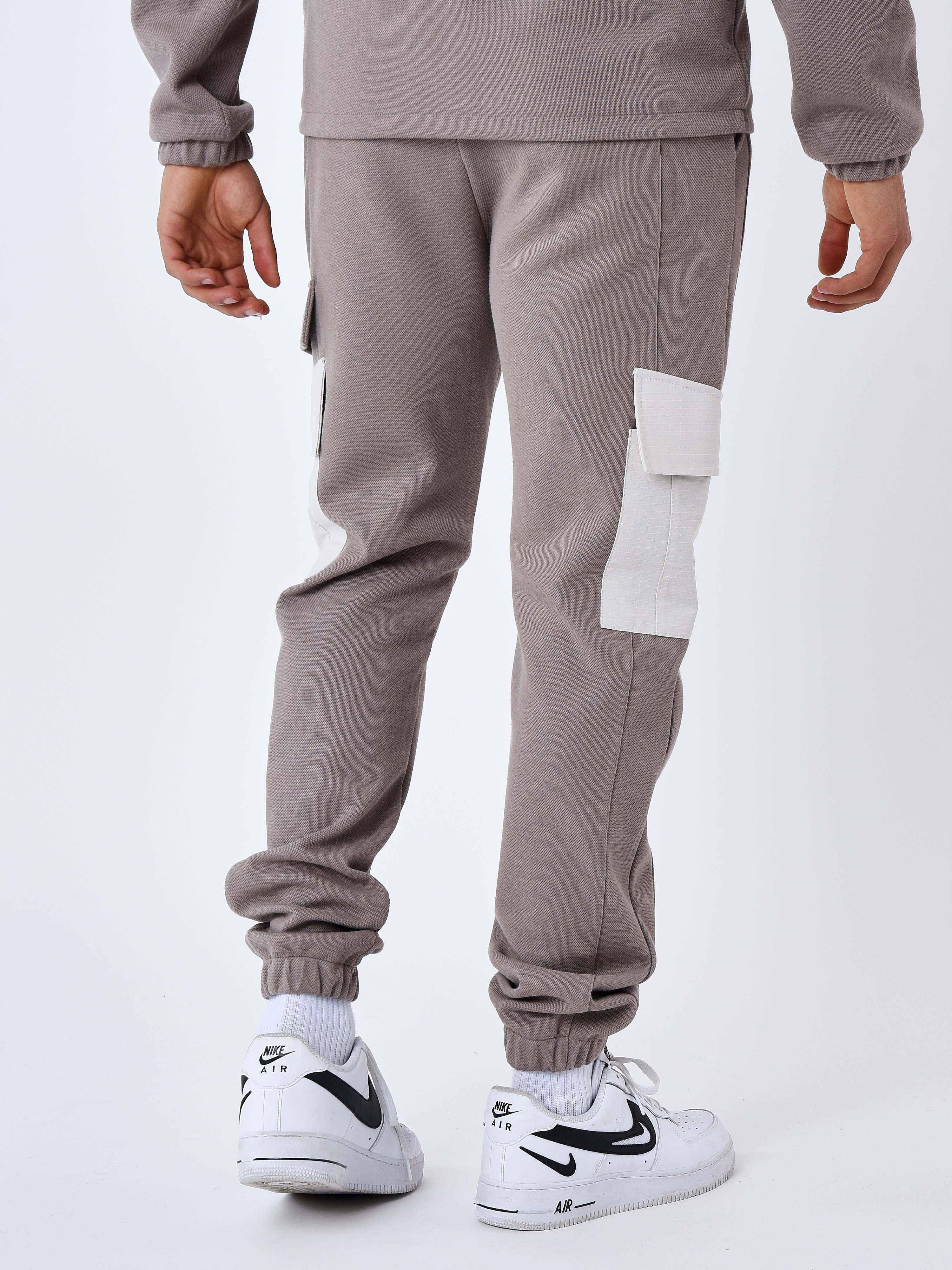 Pantaloni da jogging bimateriale con tasche Marrone – 5