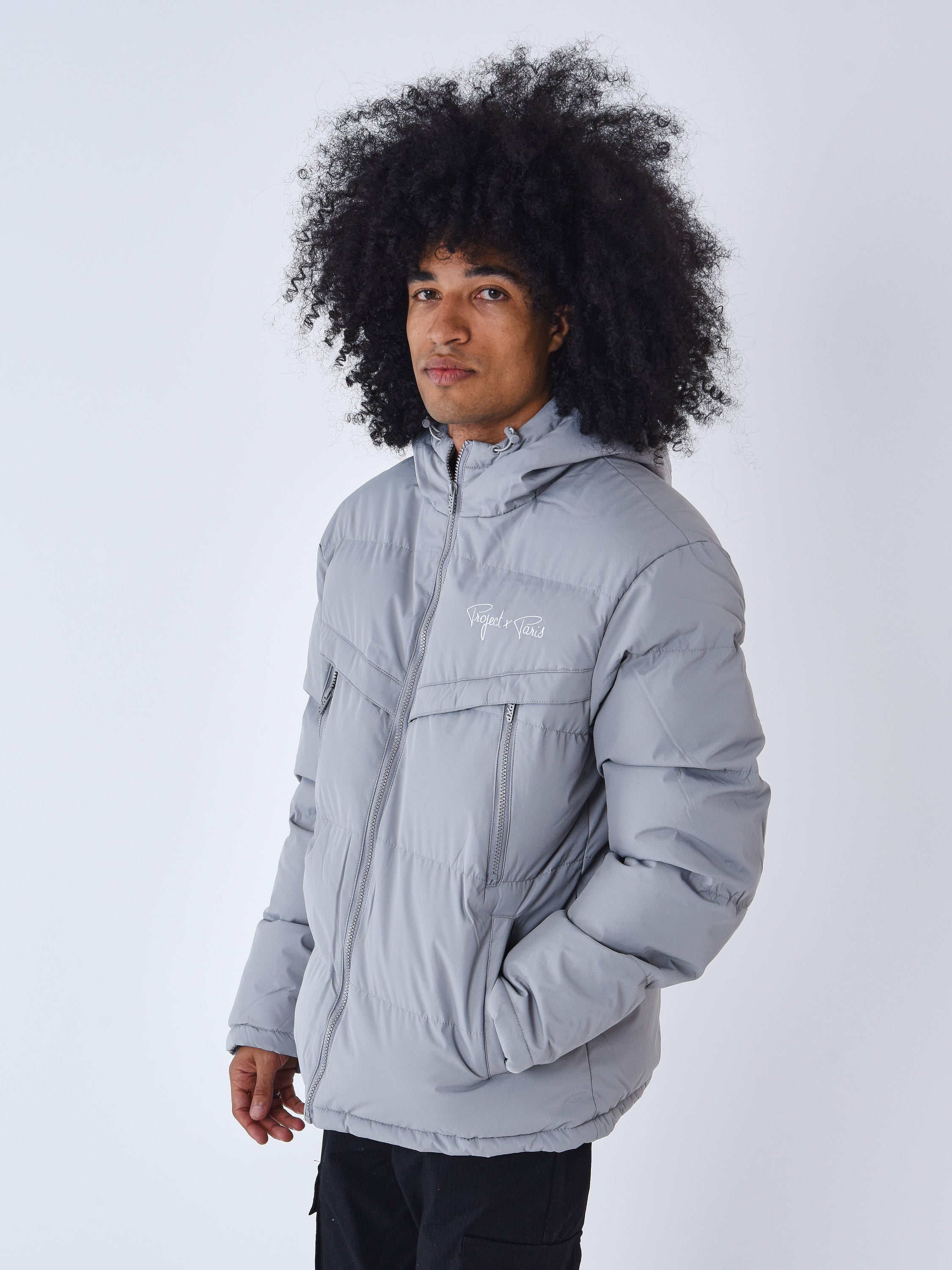 Steppjacke mit Taschen und Kapuze-5