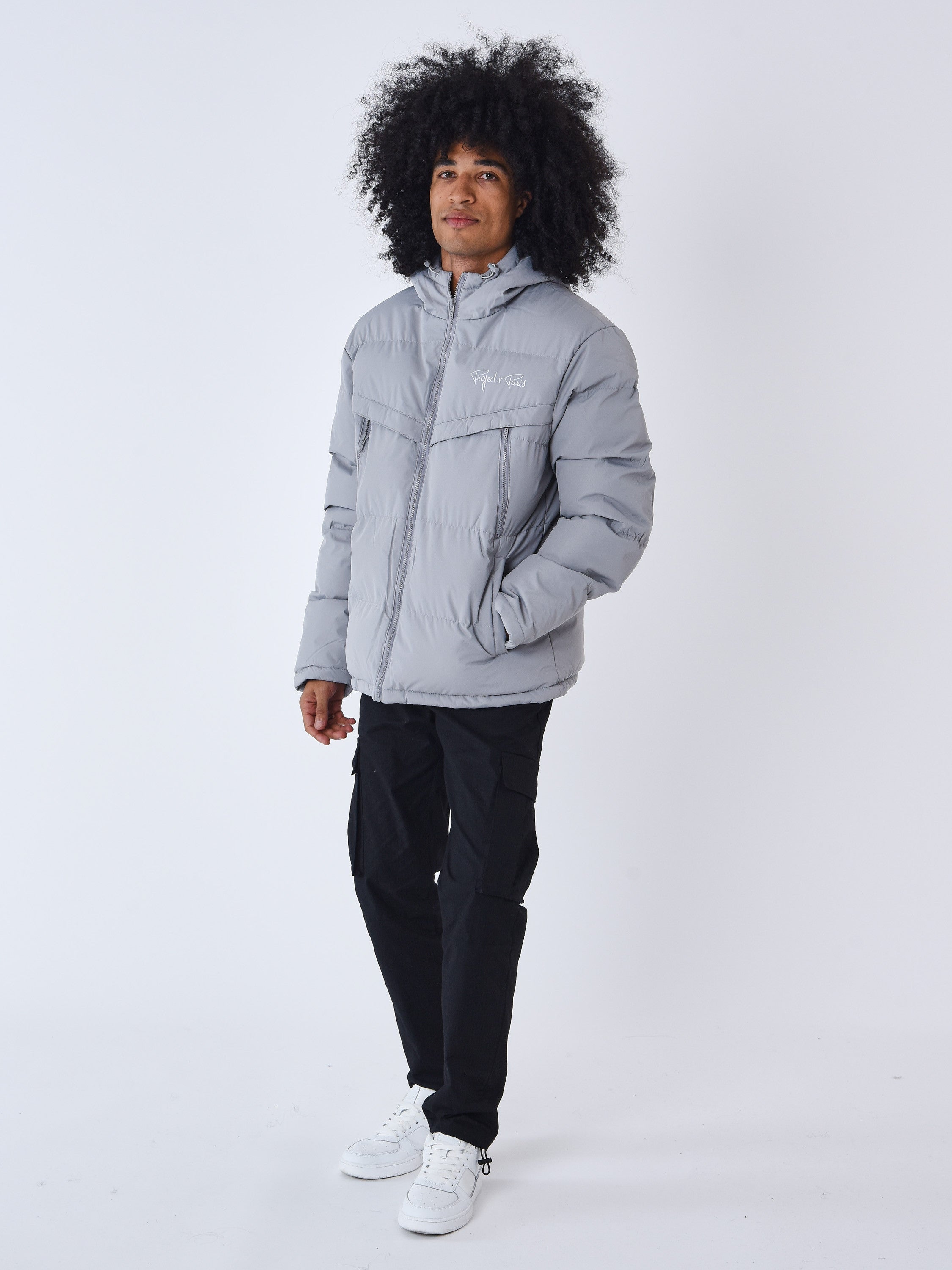 Steppjacke mit Taschen und Kapuze-3
