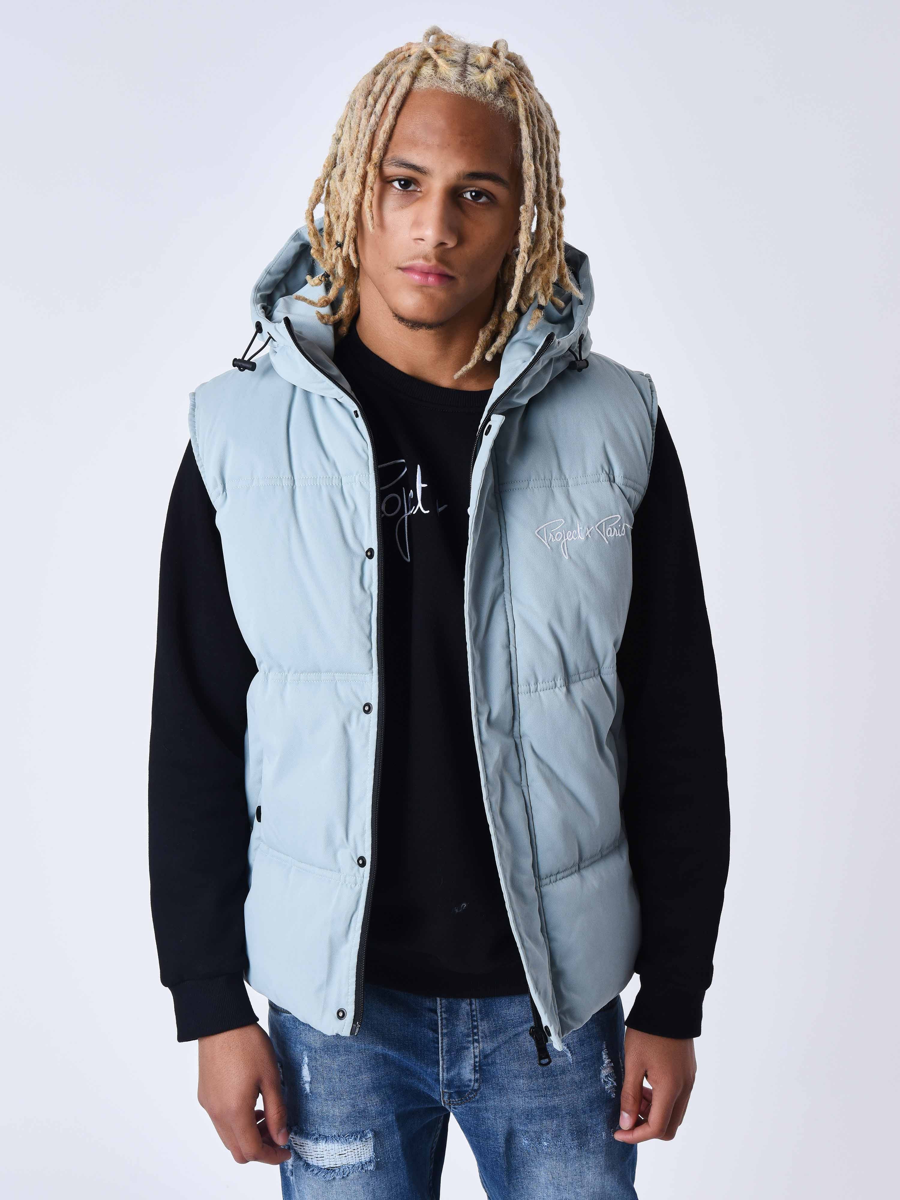 Sleeveless quilted jacket with hood-2