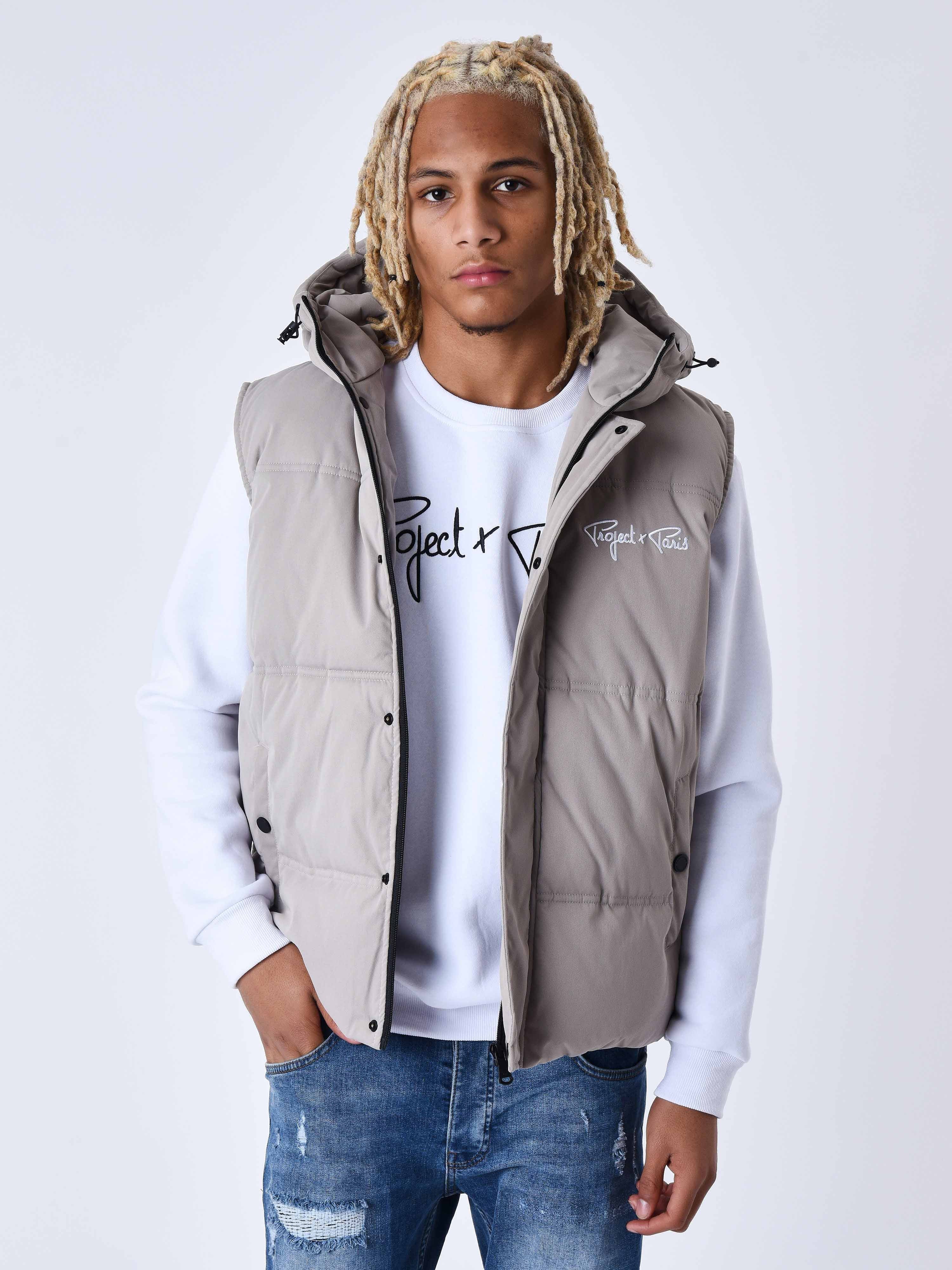 Sleeveless Quilted Jacket Hoodie-2