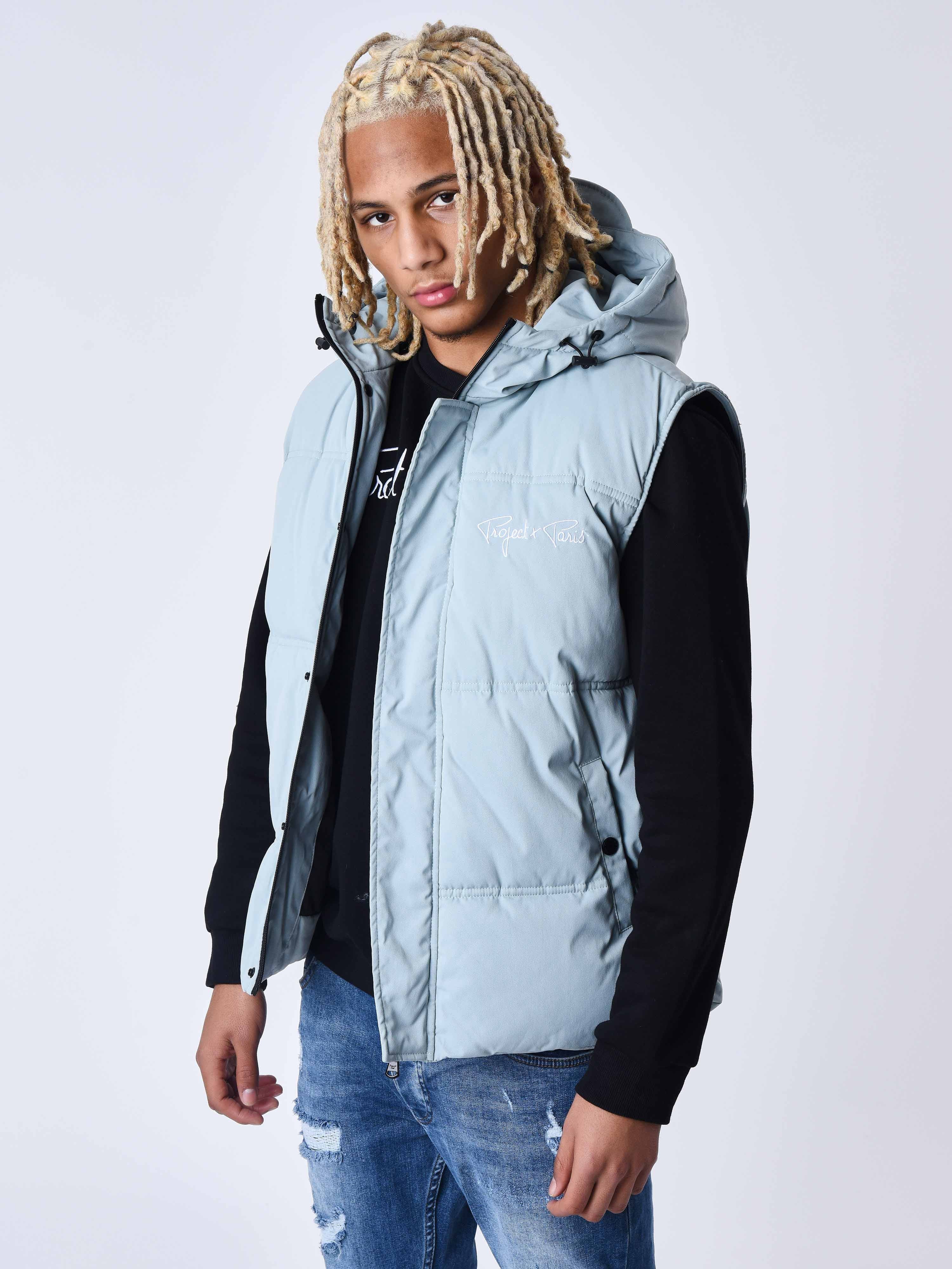 Sleeveless quilted jacket with hood-4