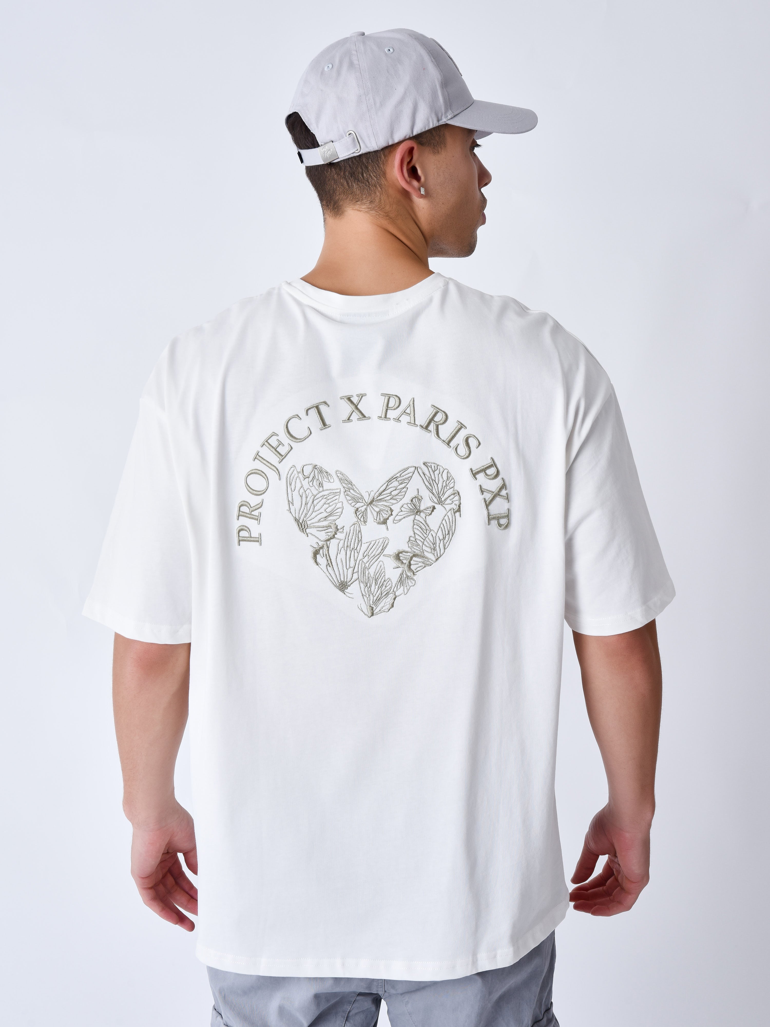 Besticktes Schmetterlingsherz T-Shirt-2