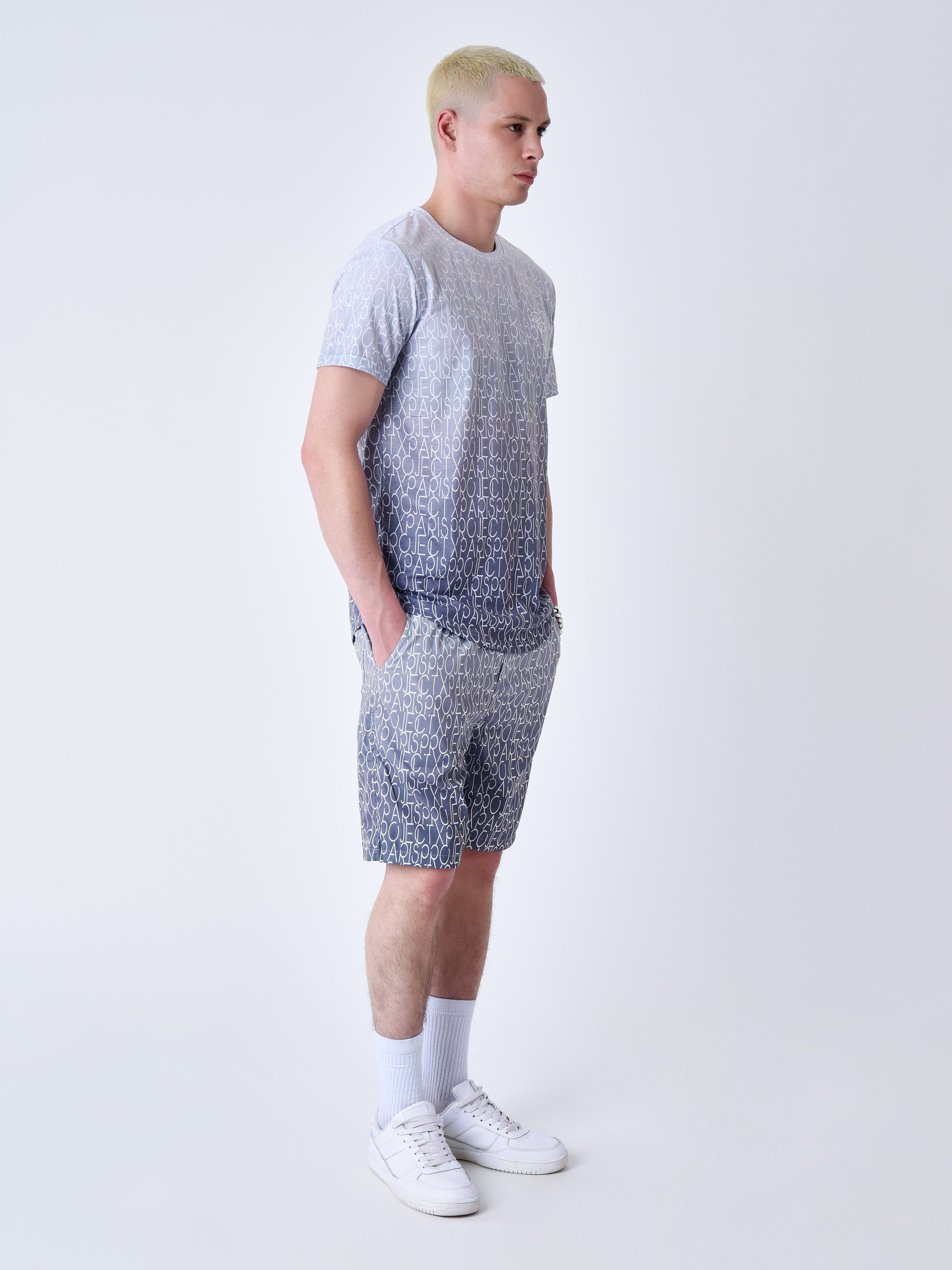 Bicolor gradient effect and all over swim shorts-5