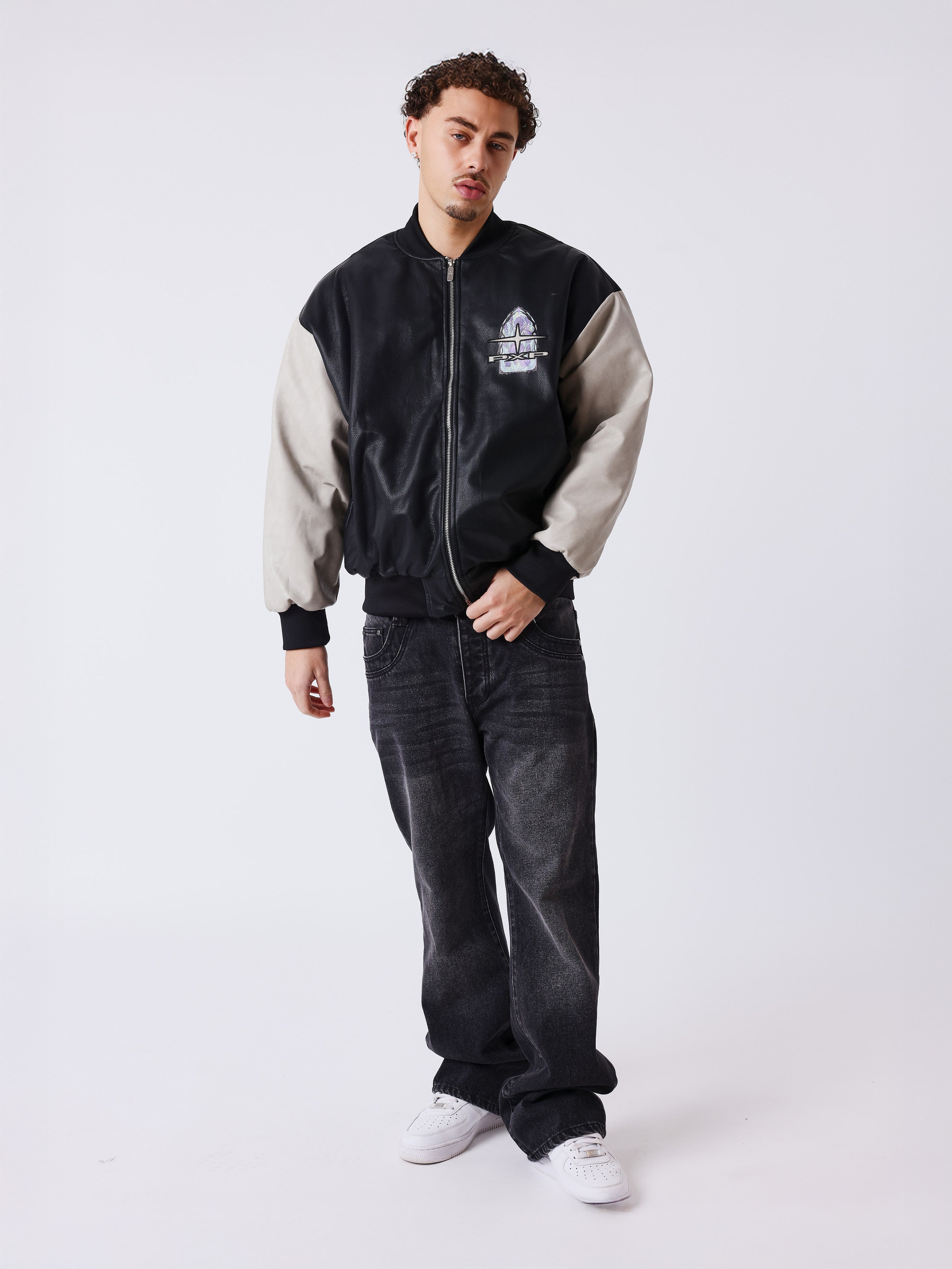 Bomber en simili cuir avec broderie au dos-6