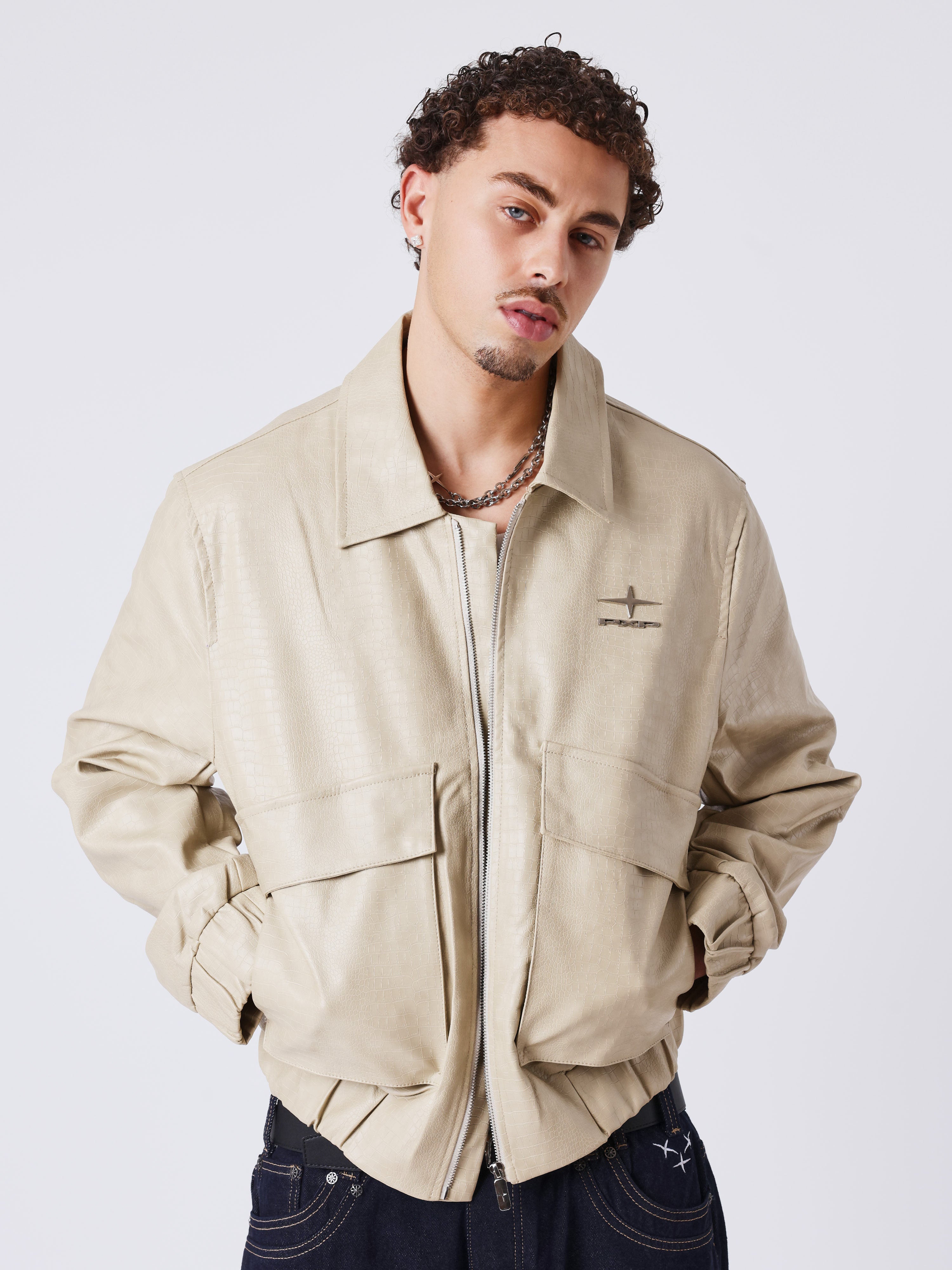 Urban zip-up jacket in vegan leather-1