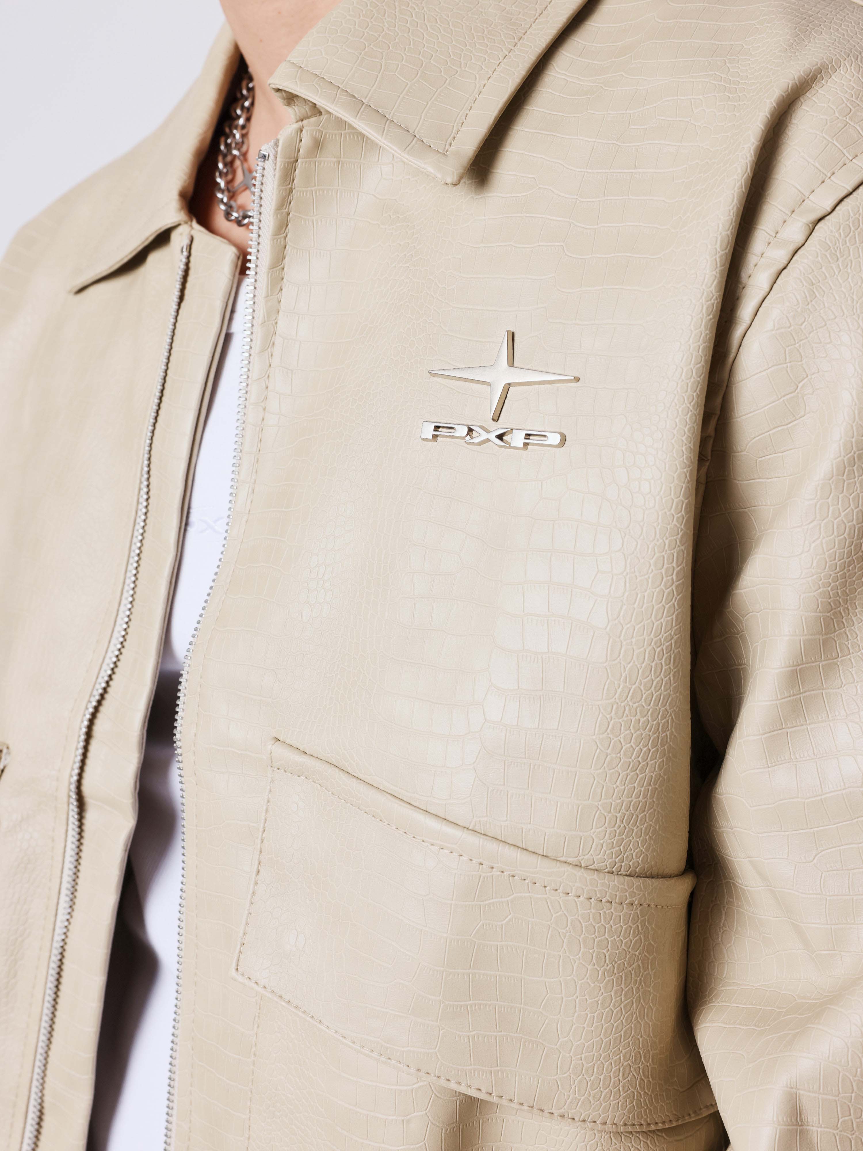 Urban zip-up jacket in vegan leather-4