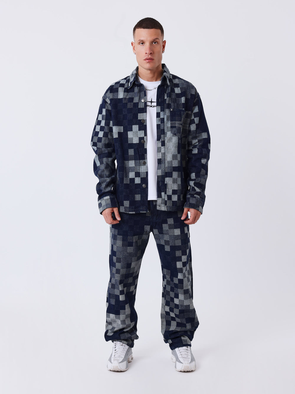 Pixelated Checkered Denim Jacket – PXP