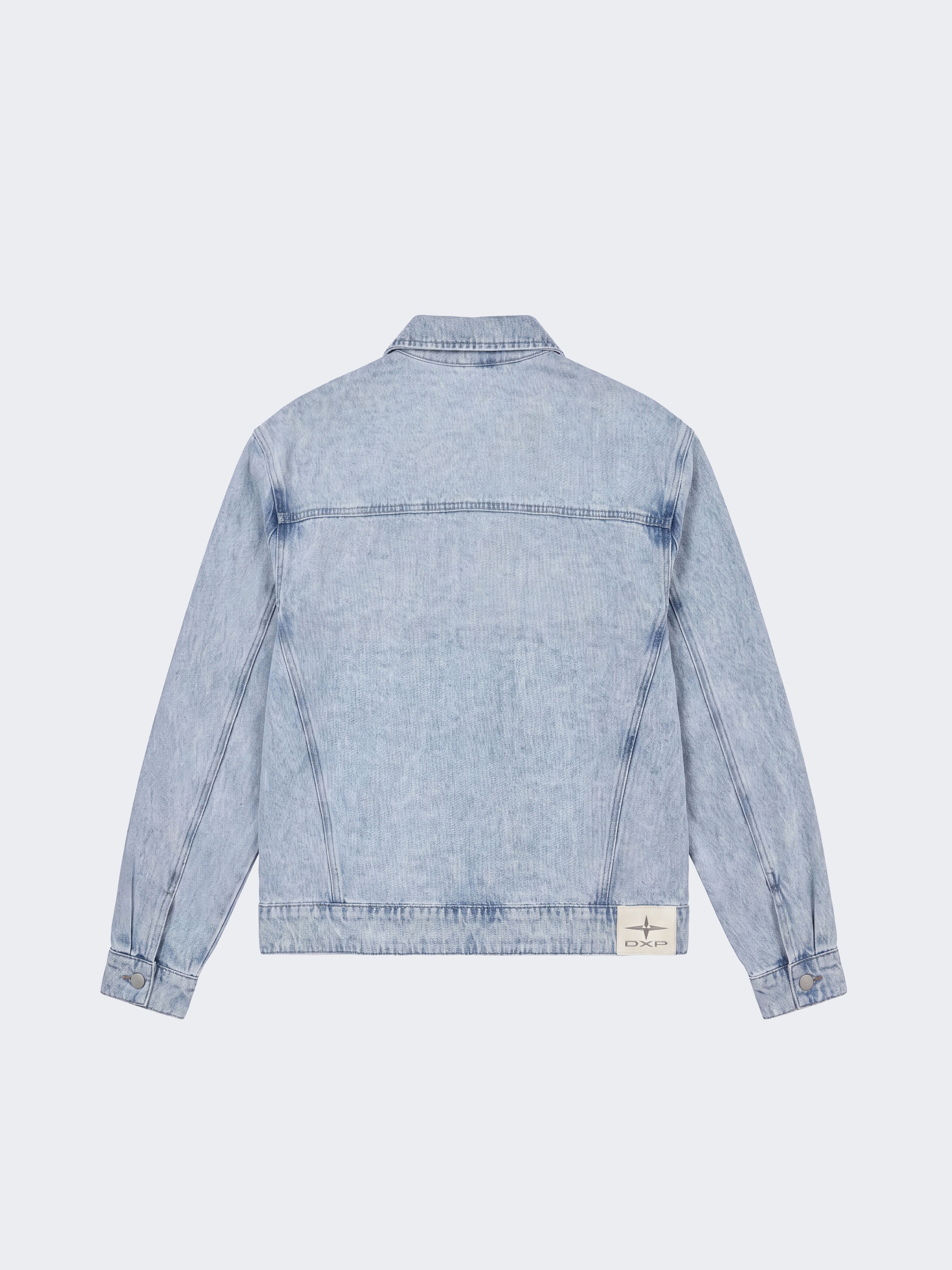 Lichtblauwe gewassen denim jas-7