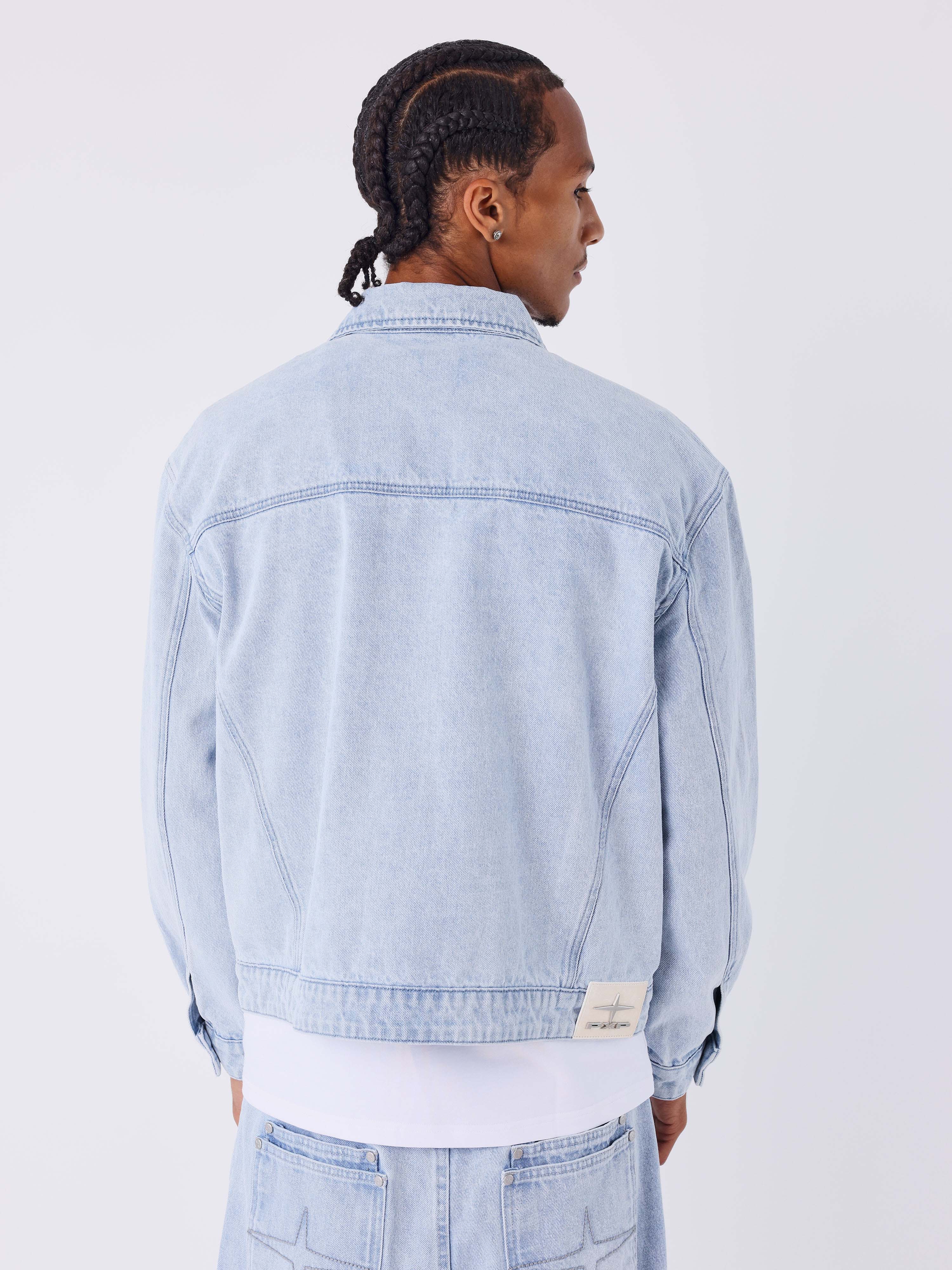 Jaqueta de denim azul claro desbotado-2