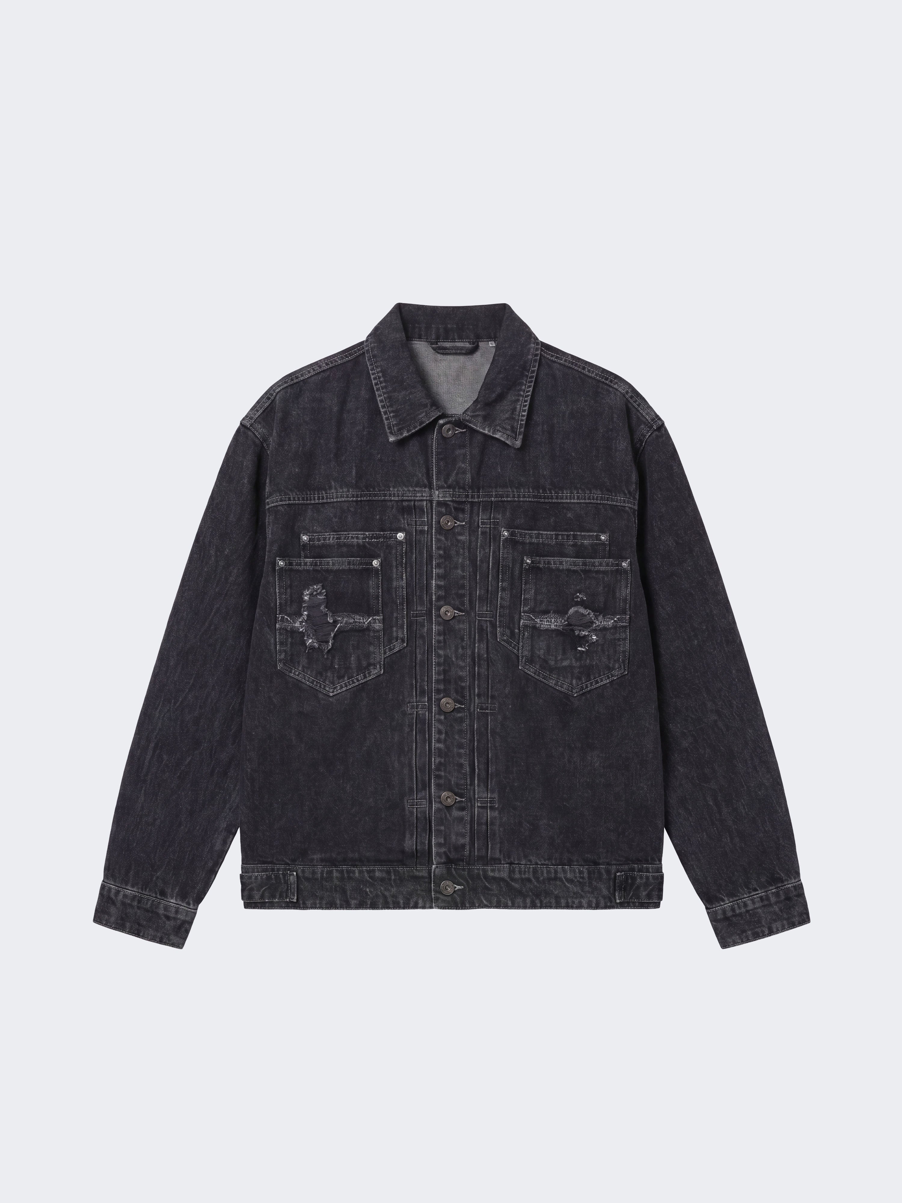 Black faded denim jacket – PXP