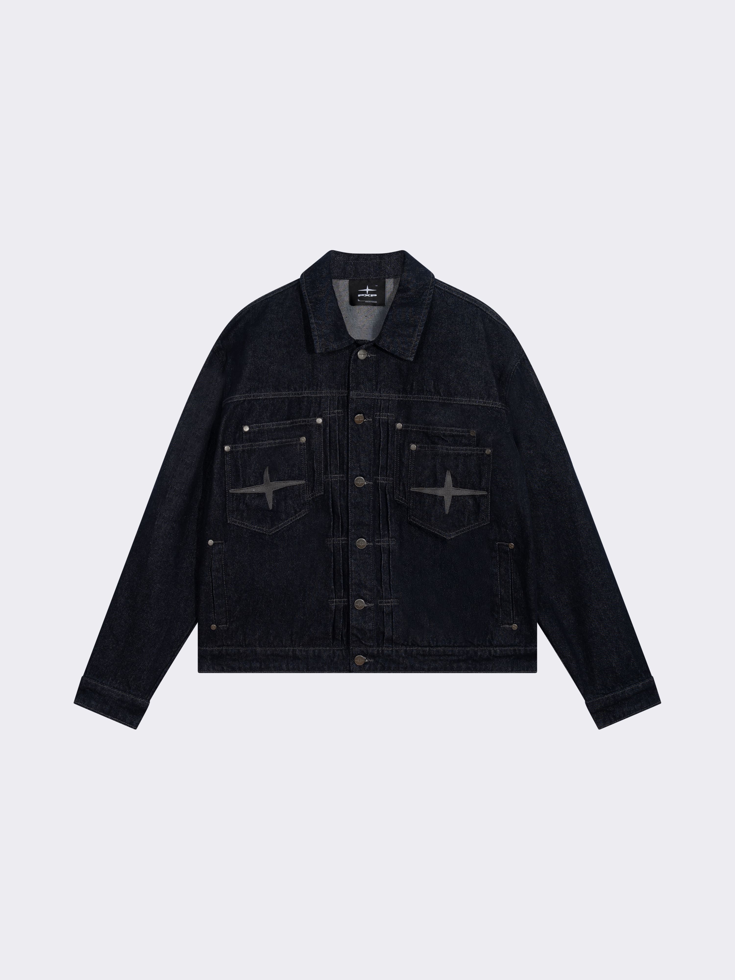 Jaqueta jeans preta desbotada-3