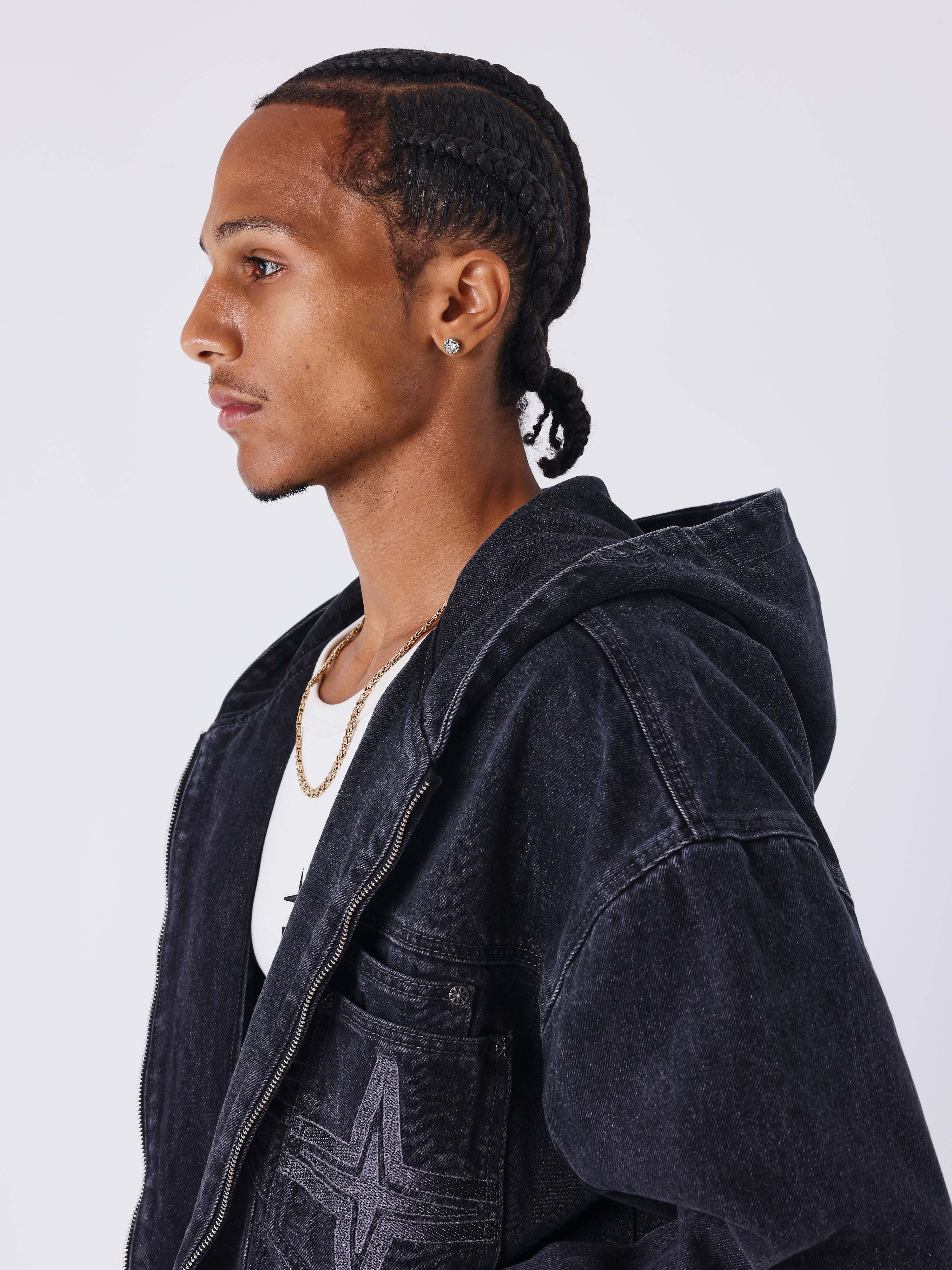 Denim hoodie jas-3